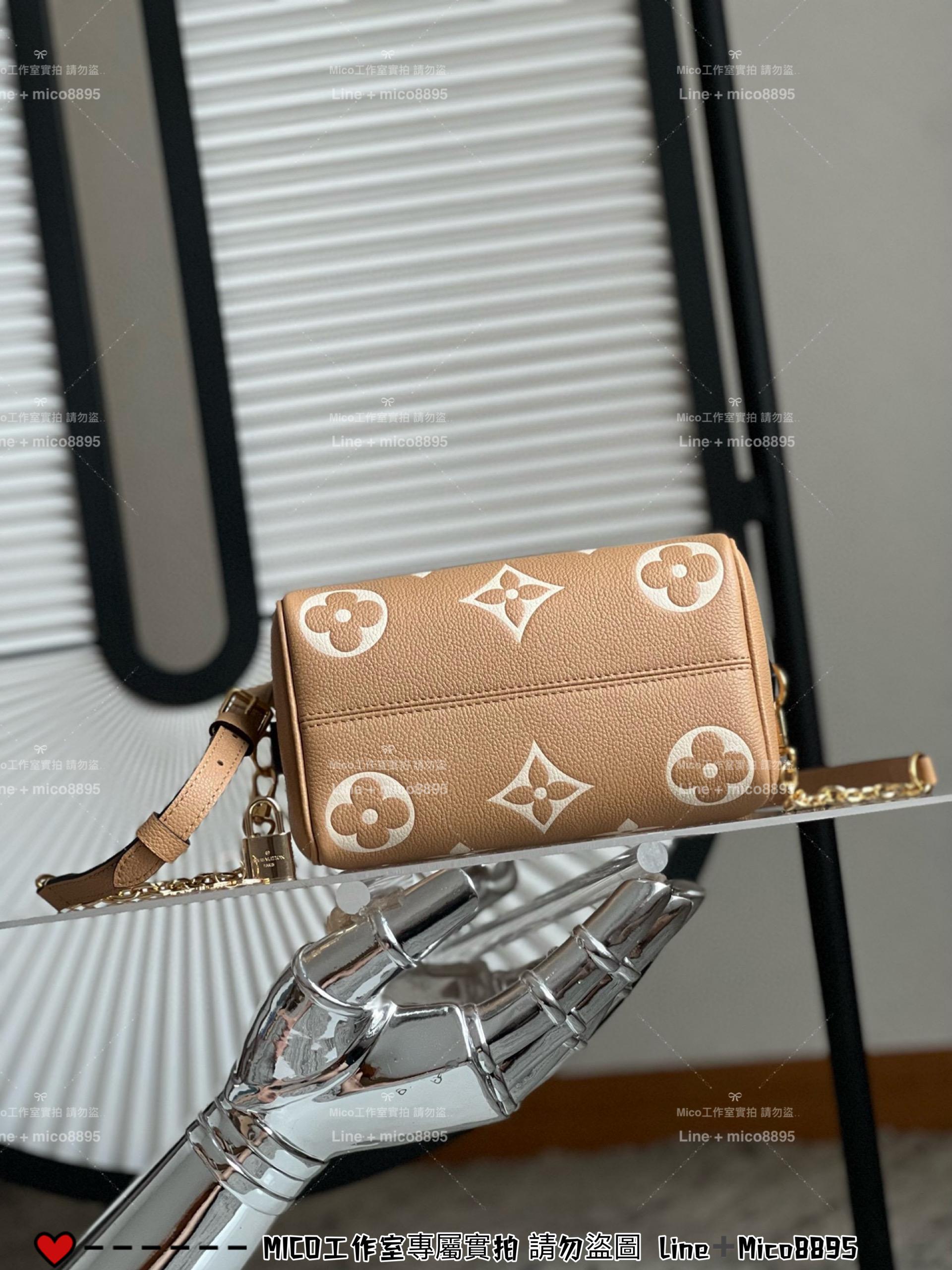 LV 季節款 SPEEDY BANDOULIÈRE 20 手袋  M12713 絲印款/奶茶色