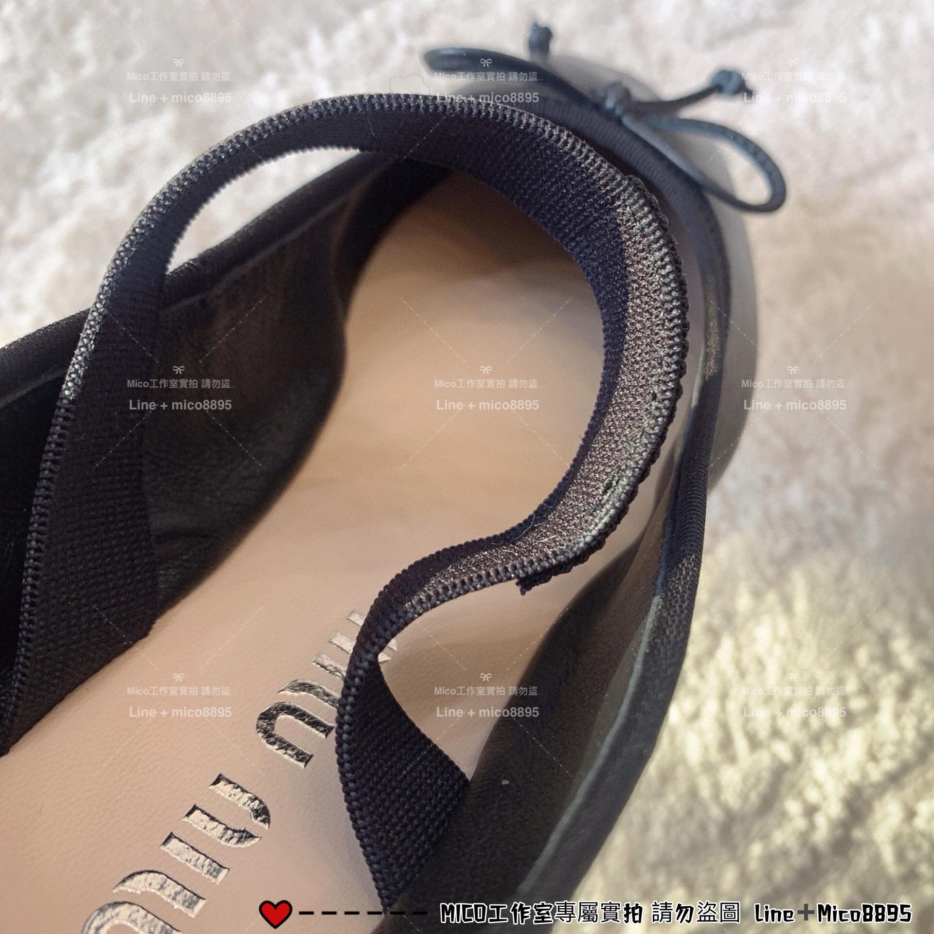 MIUMIU 皮革款 黑色真皮 小羊皮材質 繫帶瑪麗珍芭蕾舞鞋 娃娃鞋 35-41