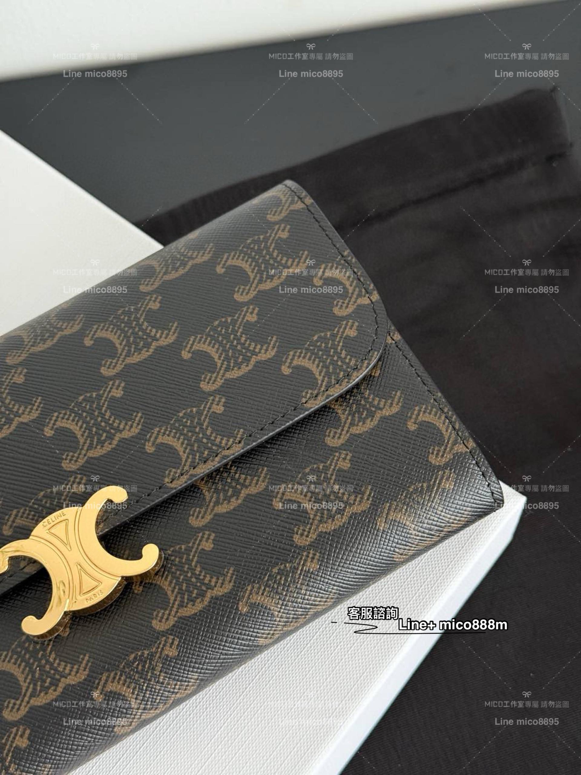 Celine 凱旋門老花皮革簡約長款錢包/長夾 19cm