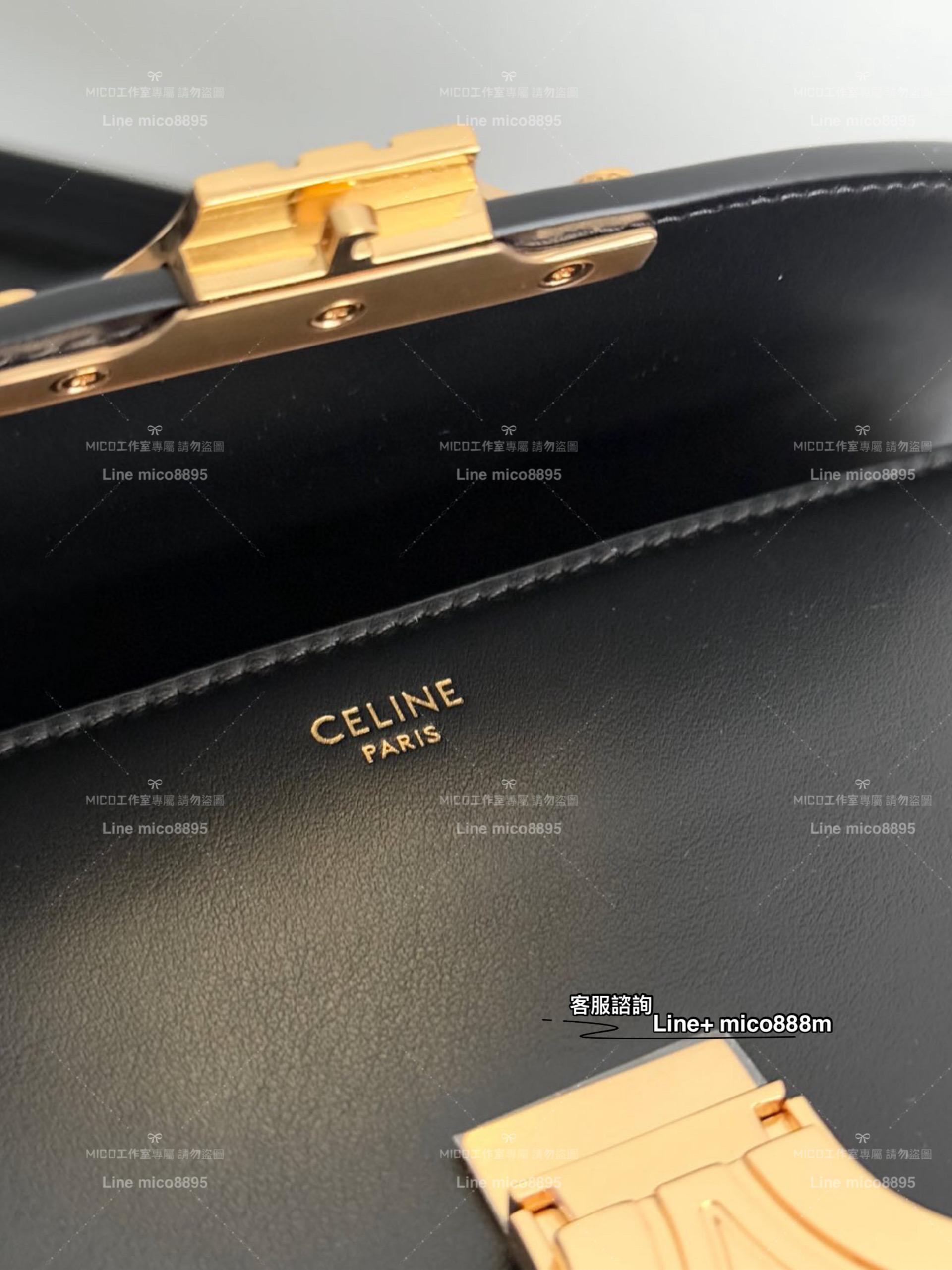 Celine 黑色光滑牛皮革 Teen Nino 20.5cm