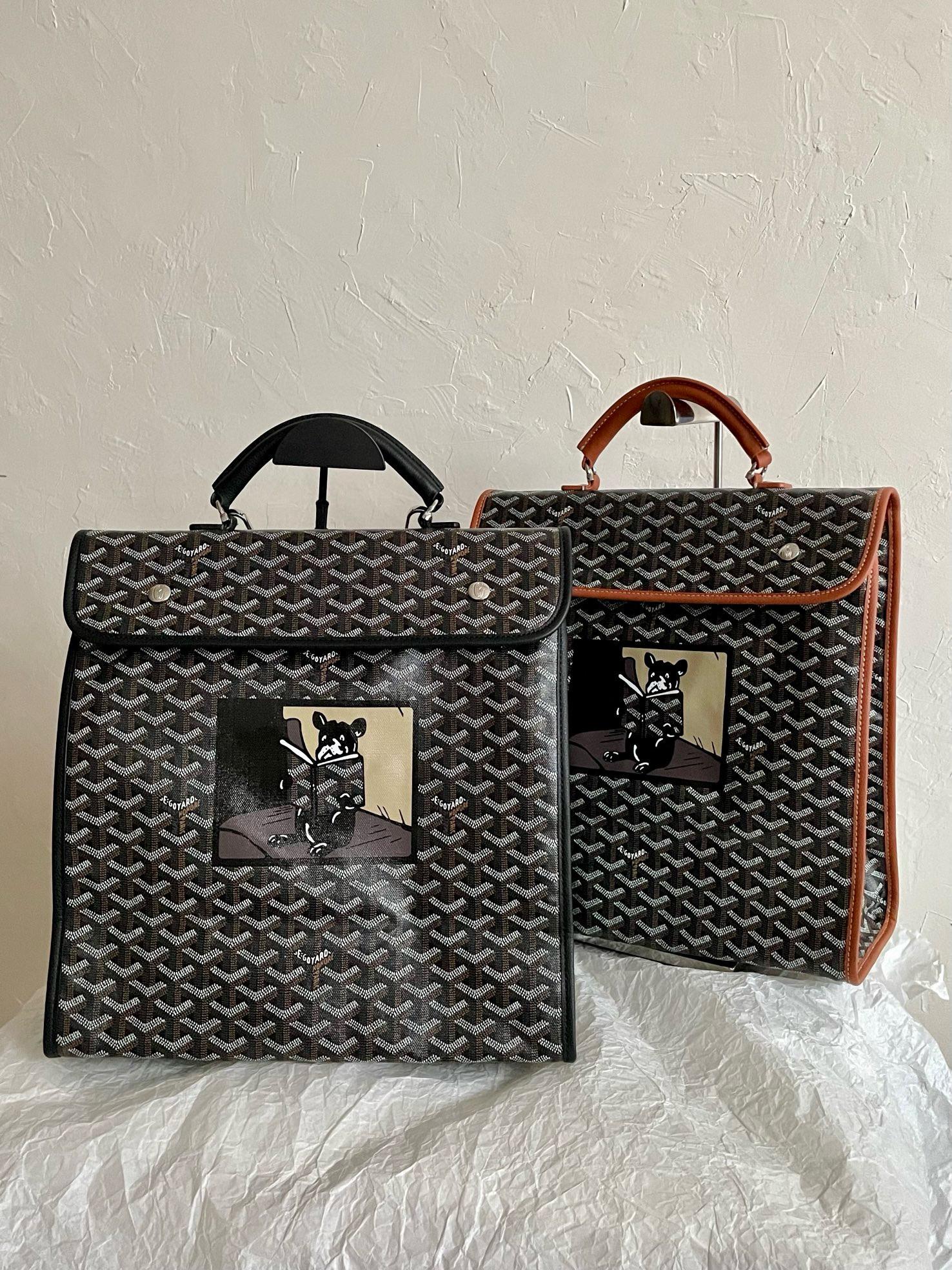 Goyard 法鬥系列 棕色/黑色 stleger手繪藝術雙肩包/後背包