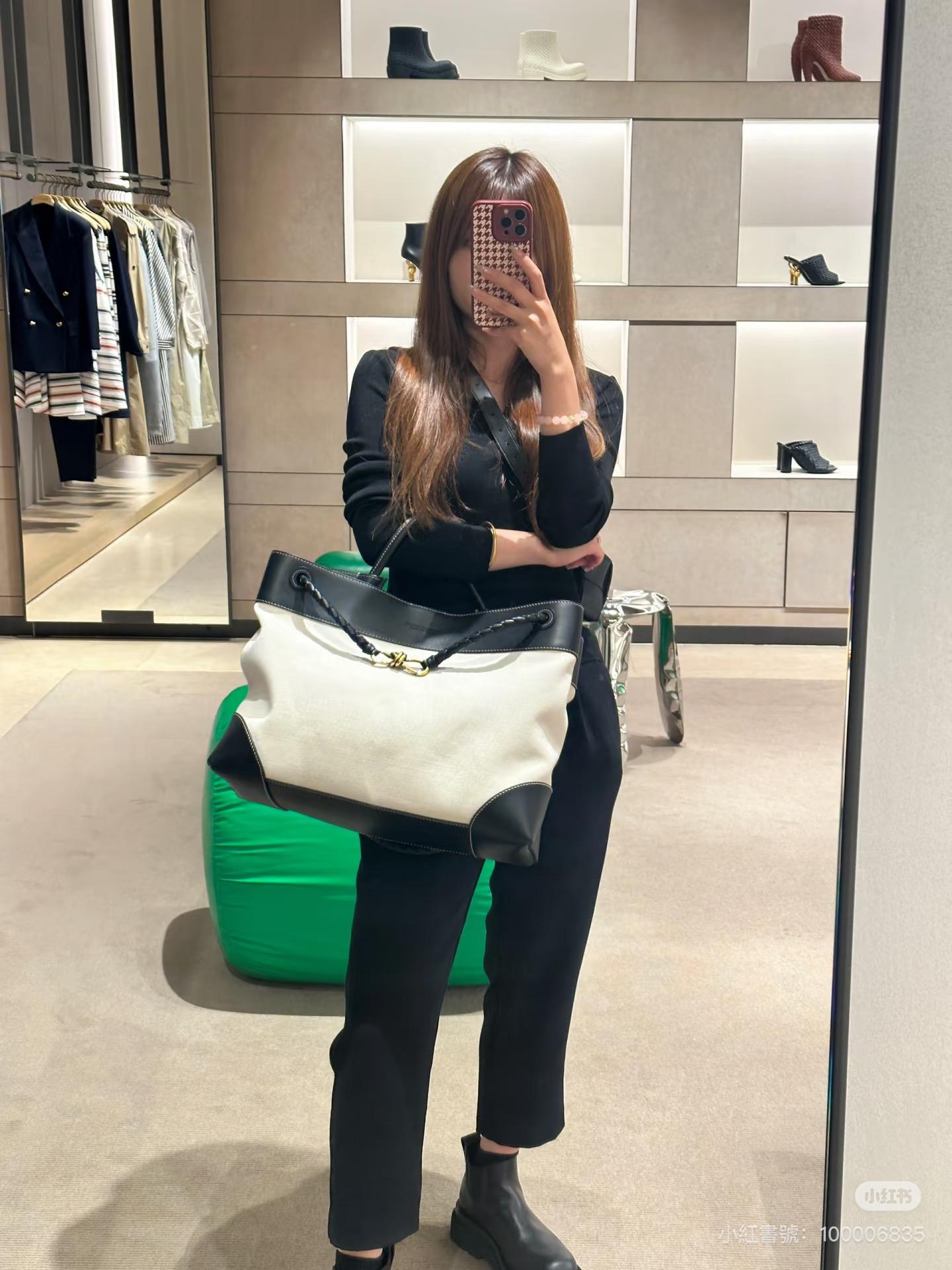 BV andiamo帆布拼牛皮 帆布棕 帆布黑 大號/做舊五金 42cm