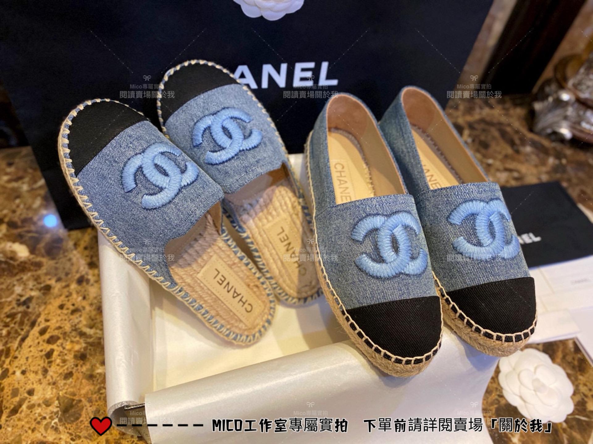 Chanel 藍色丹寧牛仔漁夫鞋/鉛筆鞋 半拖/拖鞋 35-40