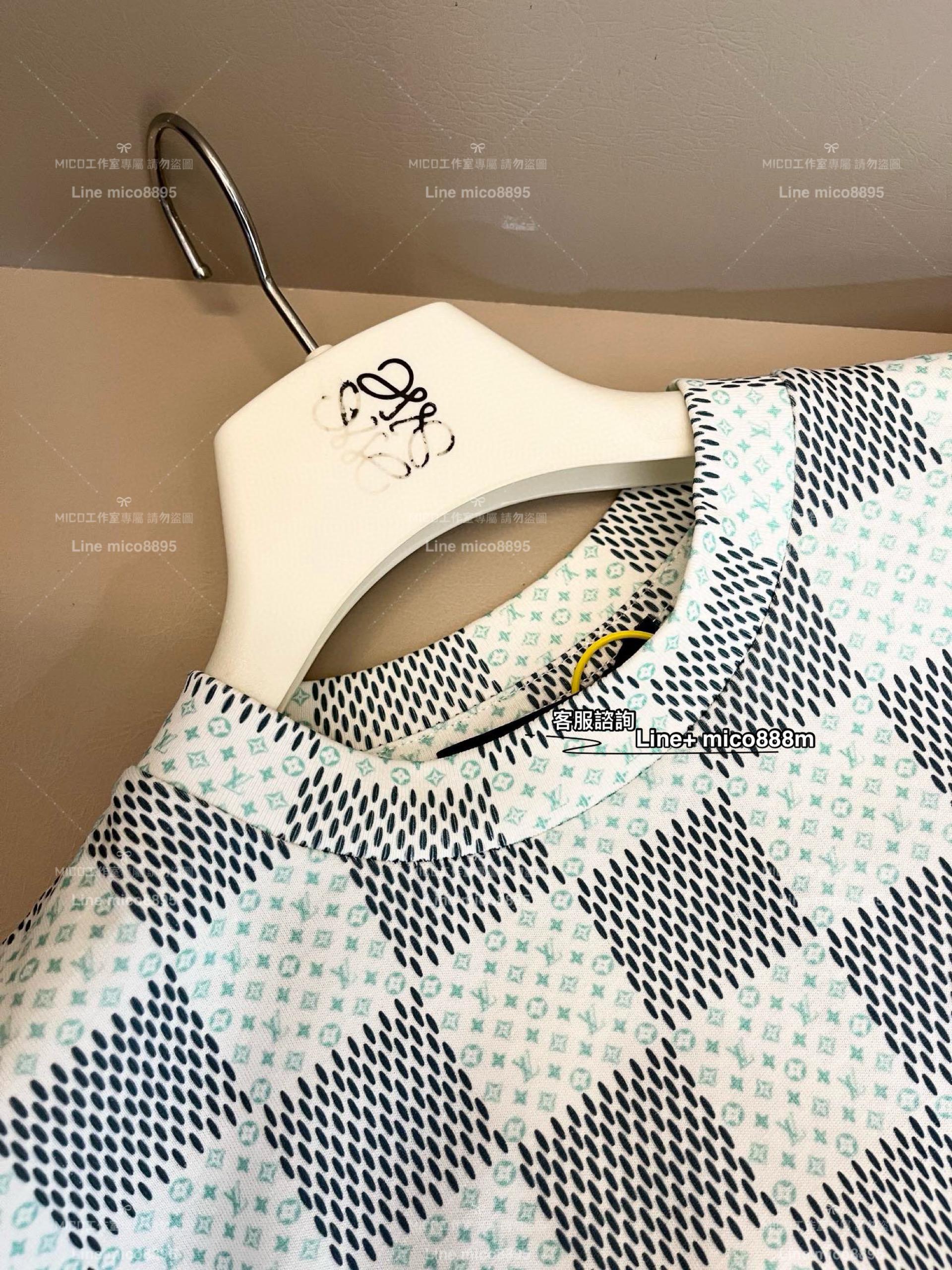 LV 棋盤格字母刺繡短袖T恤 男女同款 xs-L