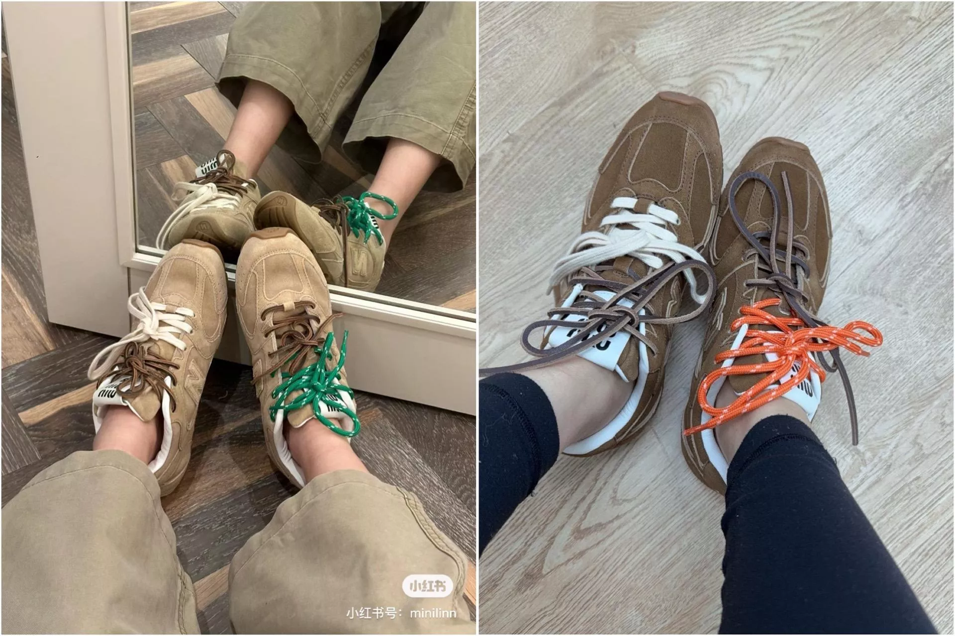 Miumiu X New Balance聯名走秀款 全麂皮 淺棕色/深棕色 530休閒復古美式運動鞋 35-40