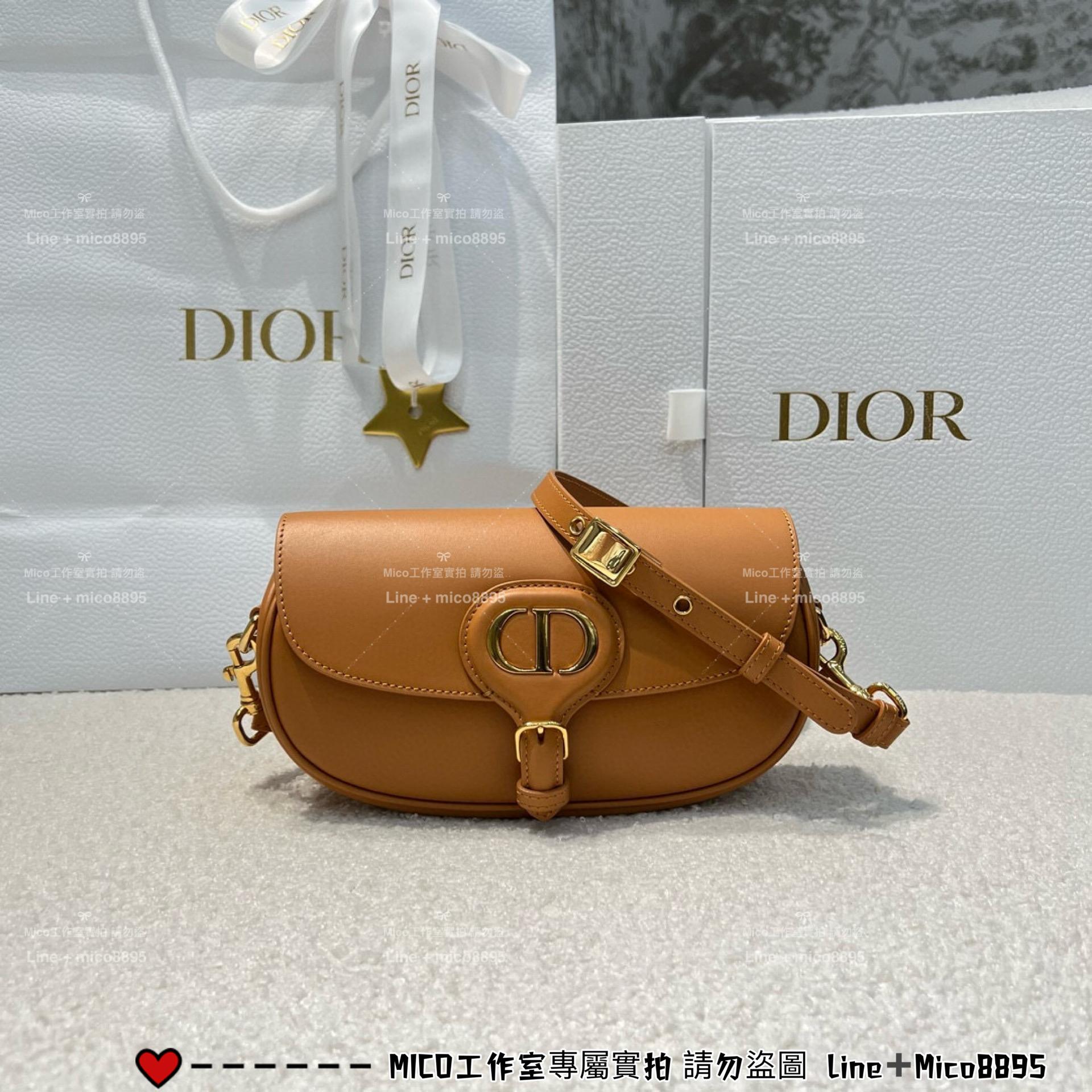 DIOR 棕色 新月包 Bobby East West 全皮肩背包 22cm