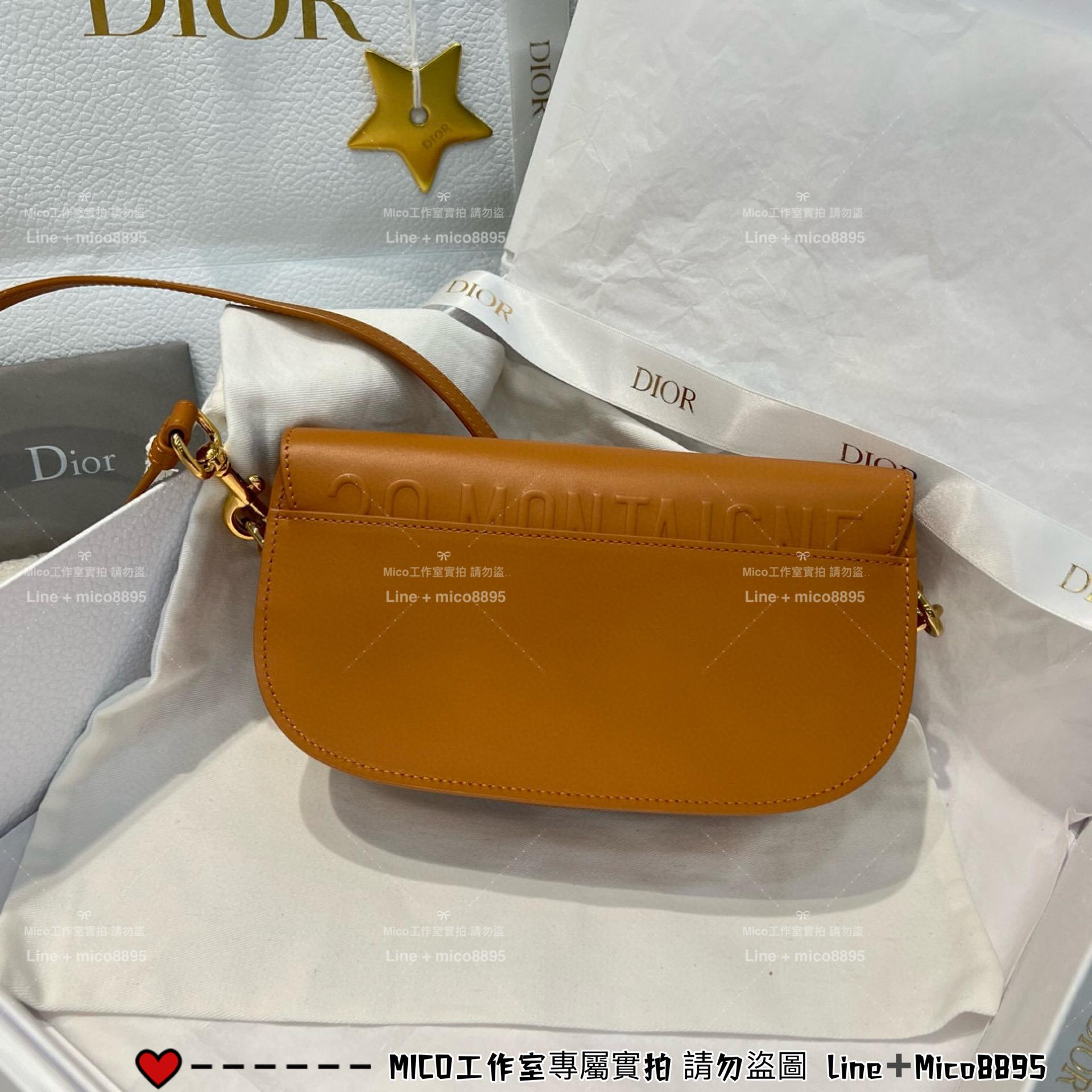 DIOR 棕色 新月包 Bobby East West 全皮肩背包 22cm