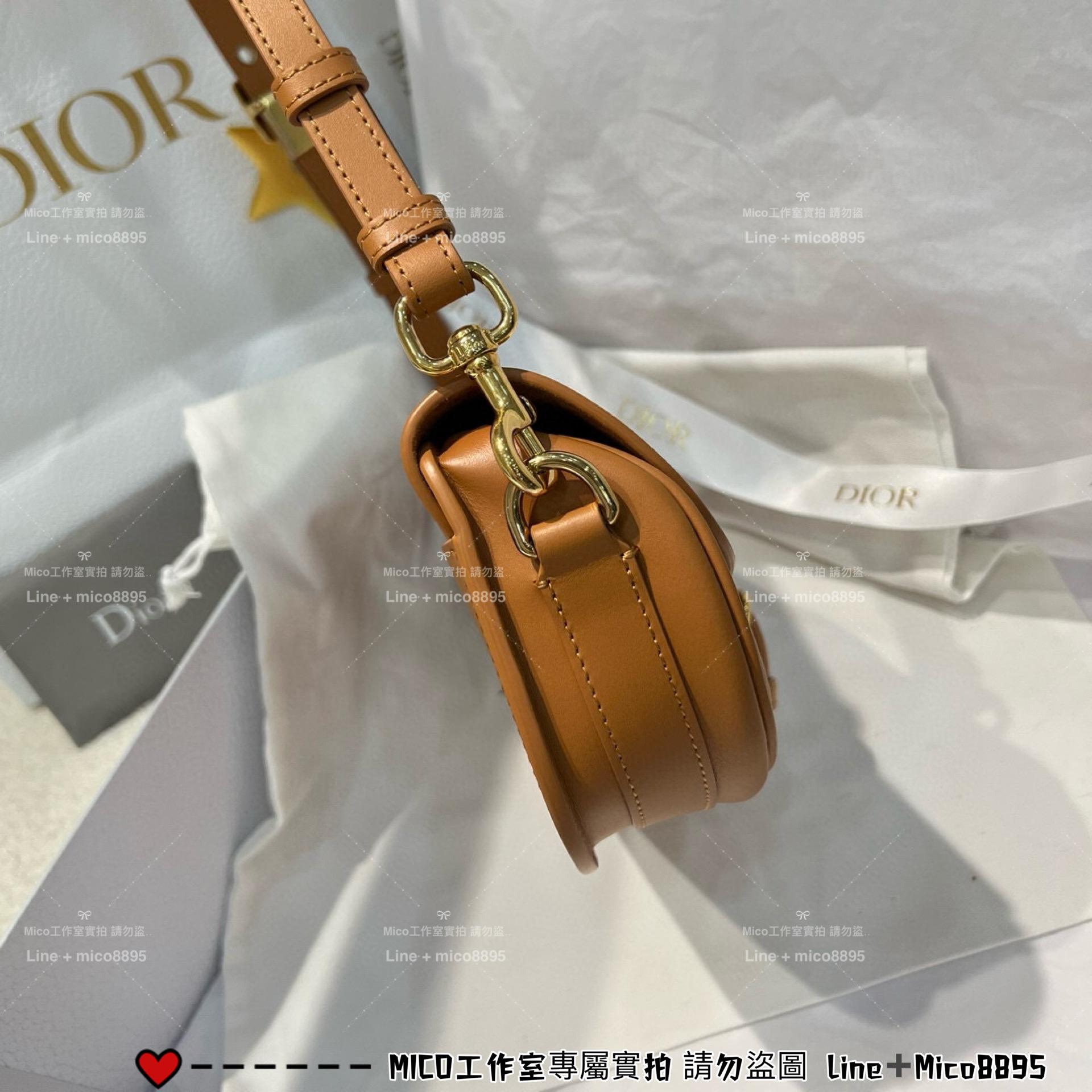 DIOR 棕色 新月包 Bobby East West 全皮肩背包 22cm