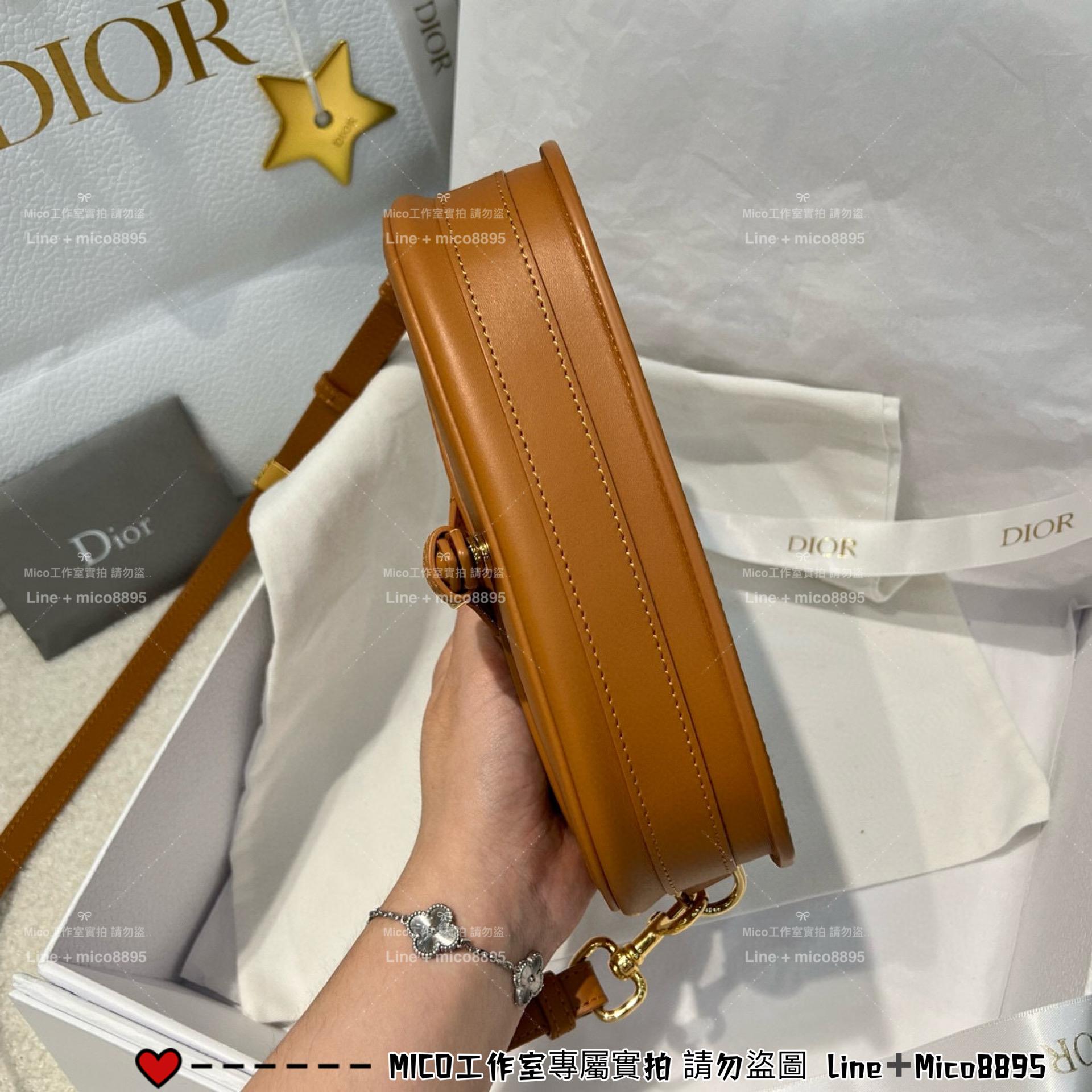 DIOR 棕色 新月包 Bobby East West 全皮肩背包 22cm