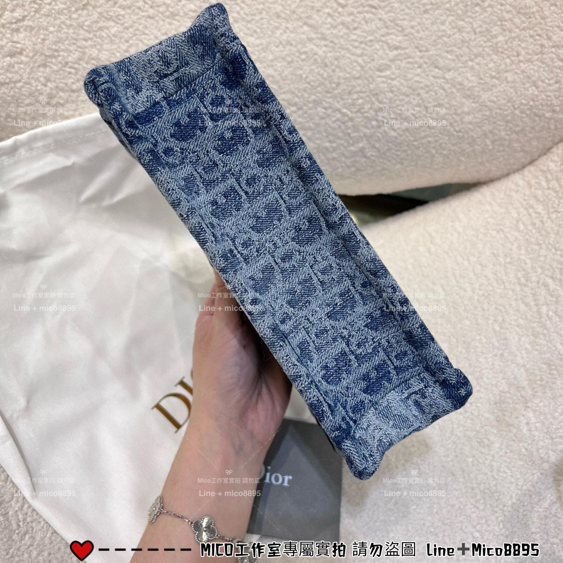 DIOR 牛仔老花款/全鋼五金 Book Tote 迷你斜挎包 21cm