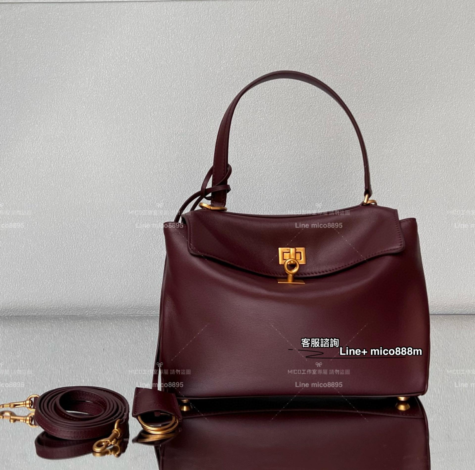 Balenciaga 巴黎世家 簡約百搭款 酒紅/金釦/真皮 RODEO Bag