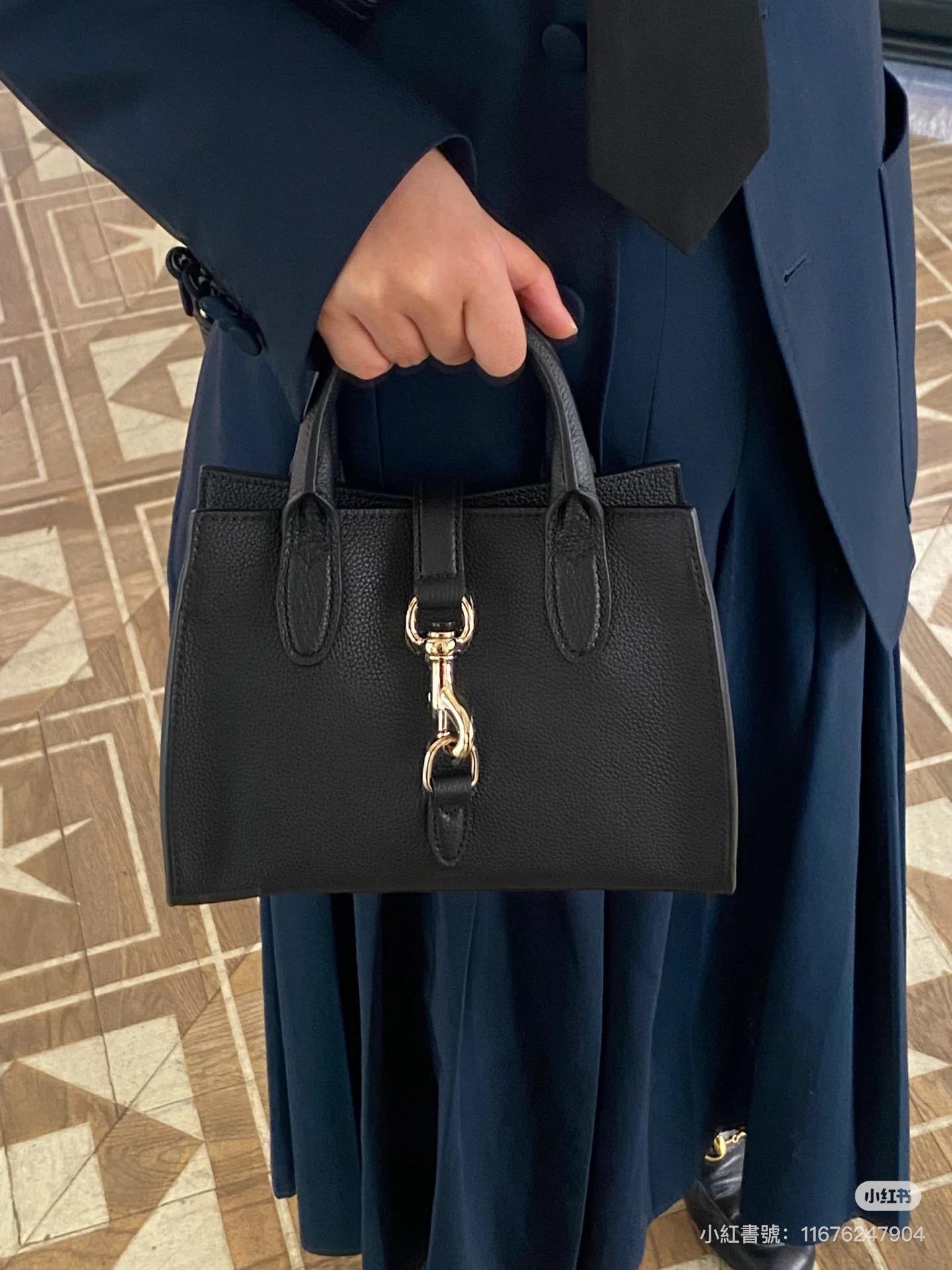 GUCCI Jackie系列小號托特包/手提包/肩背包 紅色/黑色/奶茶色 24cm