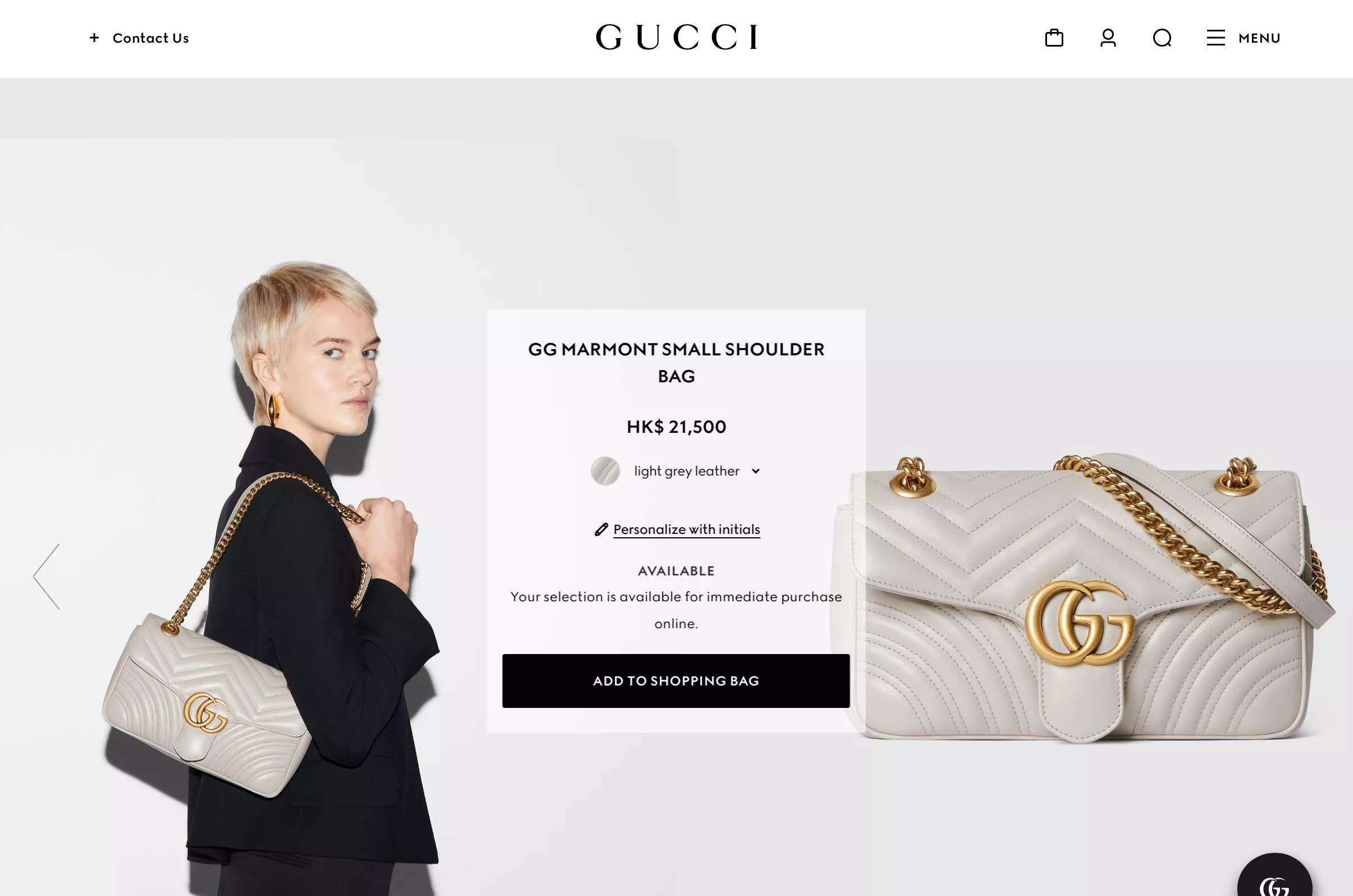 GUCCI 菸灰色 Mormont 肩背包 小號22cm