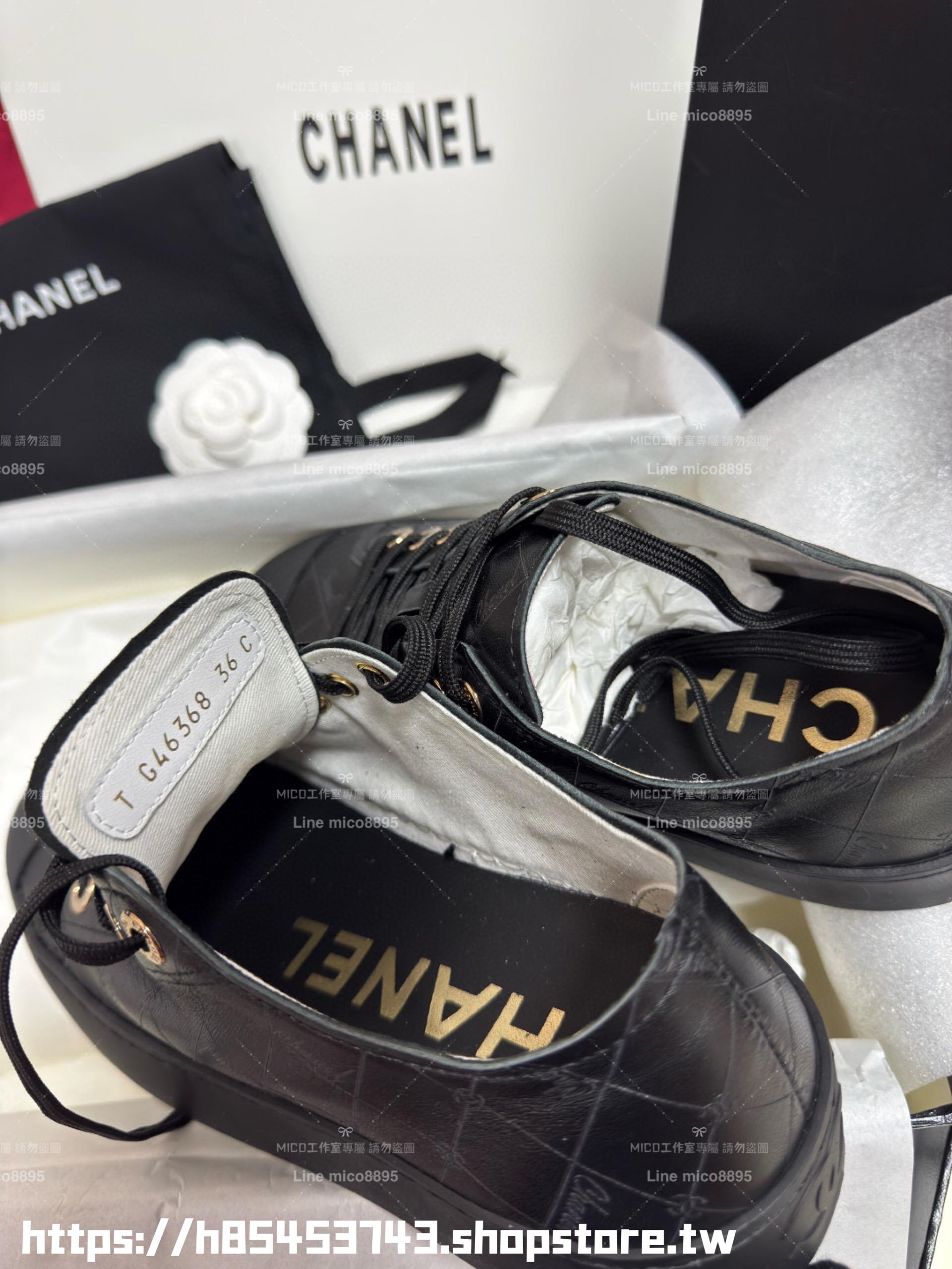 CHANEL丨小香 25P新品 爆款 黑色羊皮格紋大頭鞋/休閒鞋 35-40
