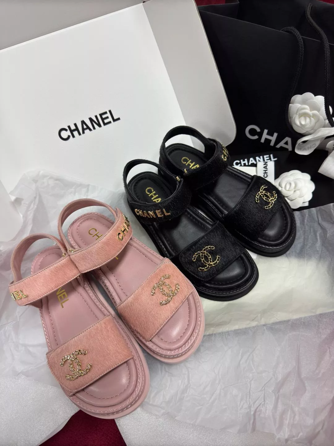 Chanel 丨小香字母 CC Logo 馬毛材質厚底涼鞋 35-40 底厚5cm