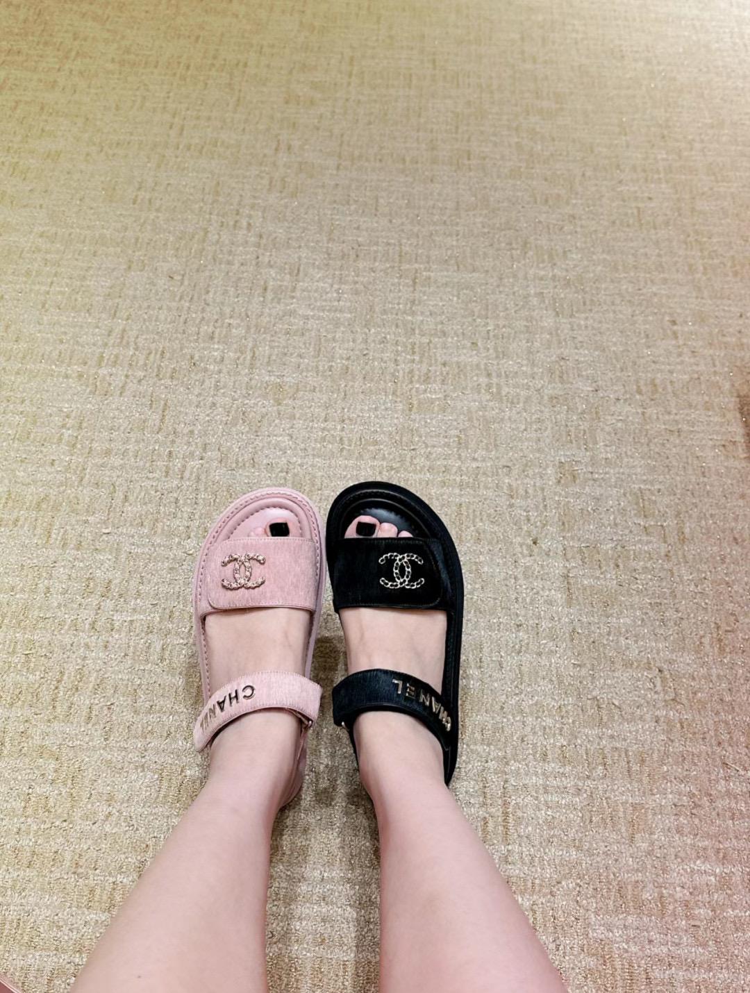 Chanel 丨小香字母 CC Logo 馬毛材質厚底涼鞋 35-40 底厚5cm