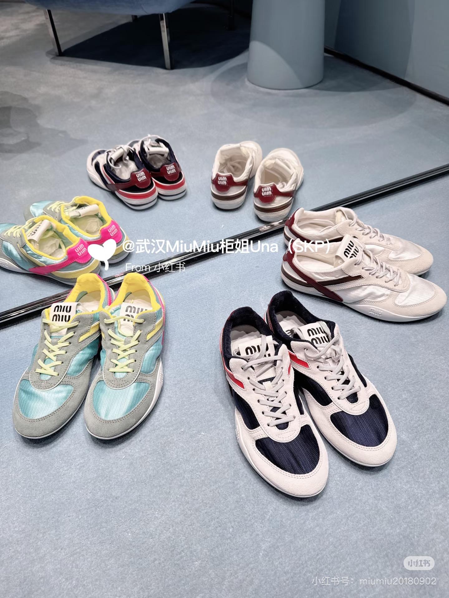 Miu Miu丨25SS Gymnasium織物面料與絨面牛皮革復古拼色運動鞋三色 35-41
