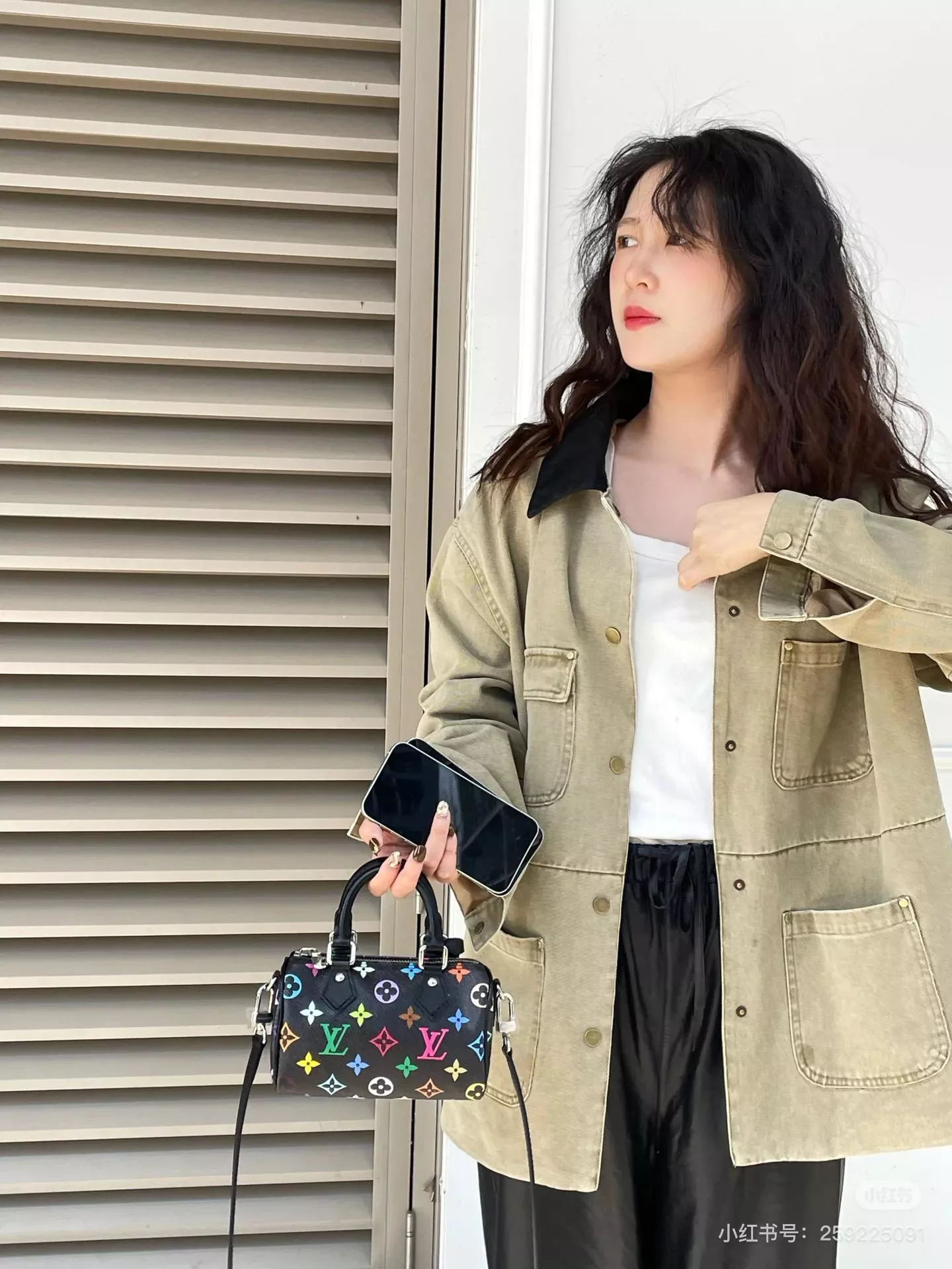 LV x 村上隆 M13406 黑三彩 mini NANO SPEEDY 手袋 16cm