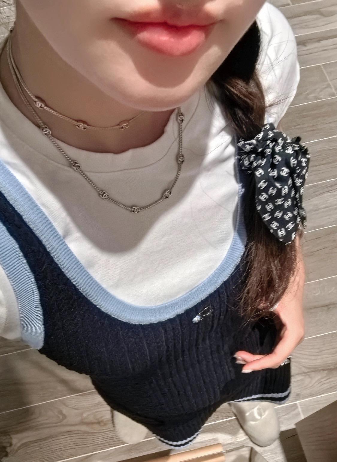 CHANEL | 24B 七花雙C銀色、淡金色蛇骨鏈/項鍊choker