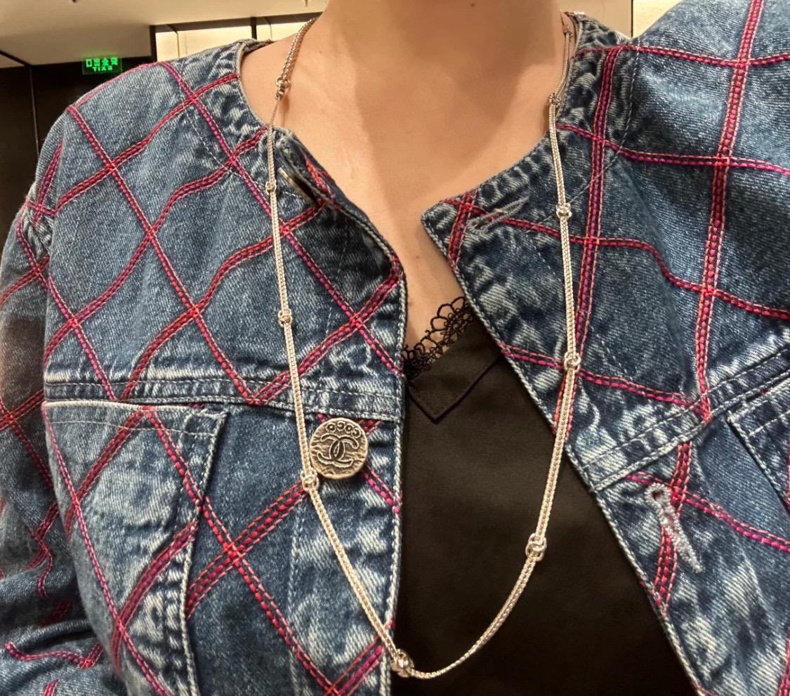 CHANEL | 24B  10花雙C銀色、淡金色蛇骨鏈/項鍊 毛衣鏈