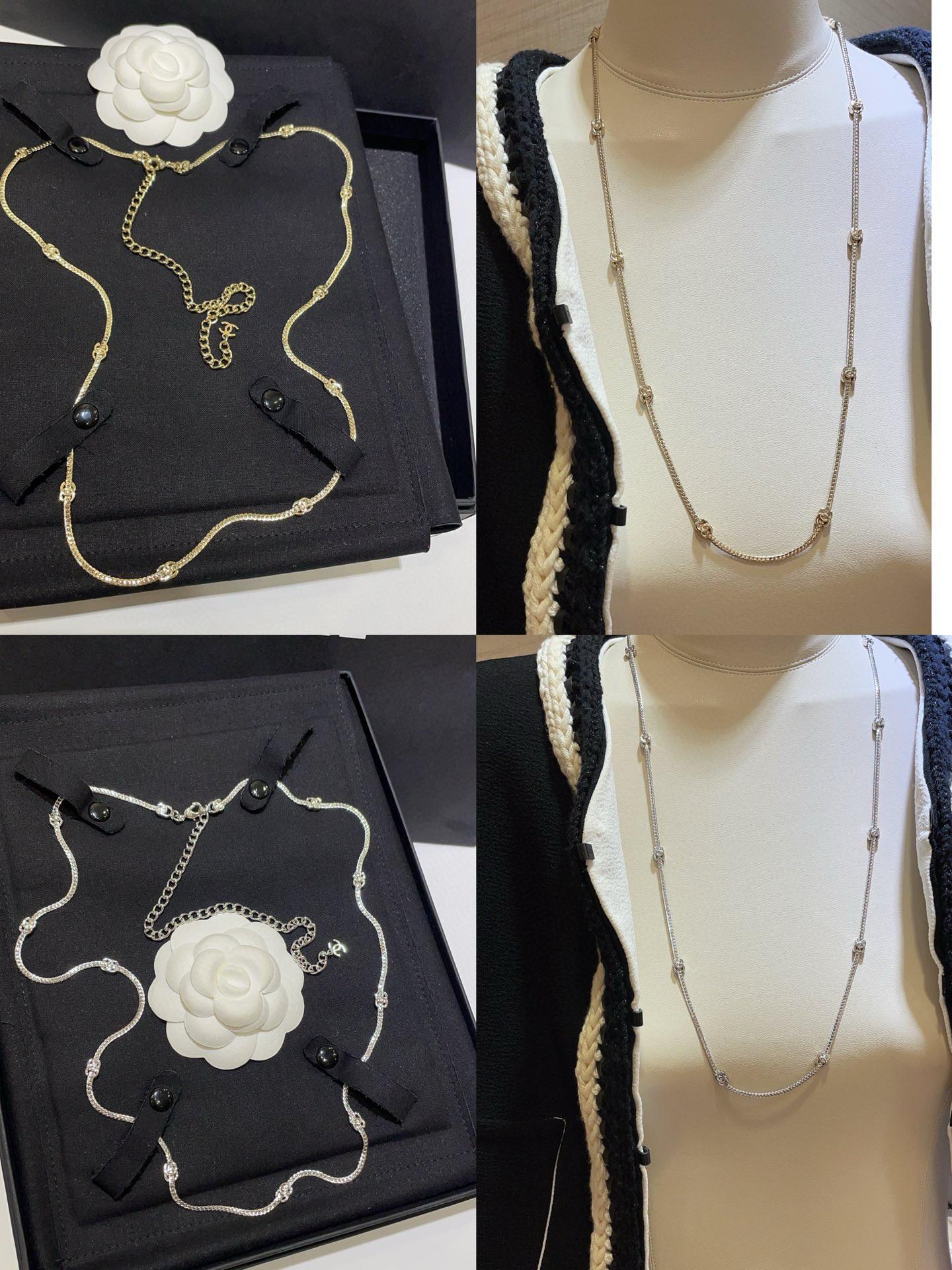CHANEL | 24B  10花雙C銀色、淡金色蛇骨鏈/項鍊 毛衣鏈