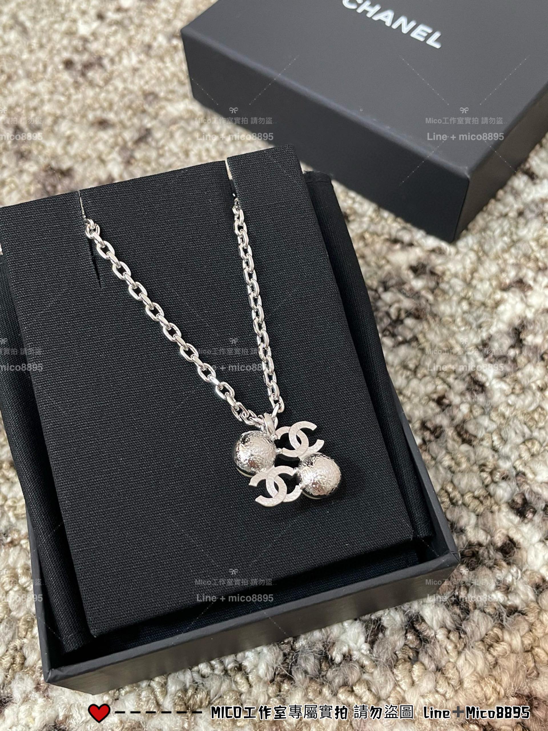 CHANEL | 立體感珍珠拼雙C方塊項鍊