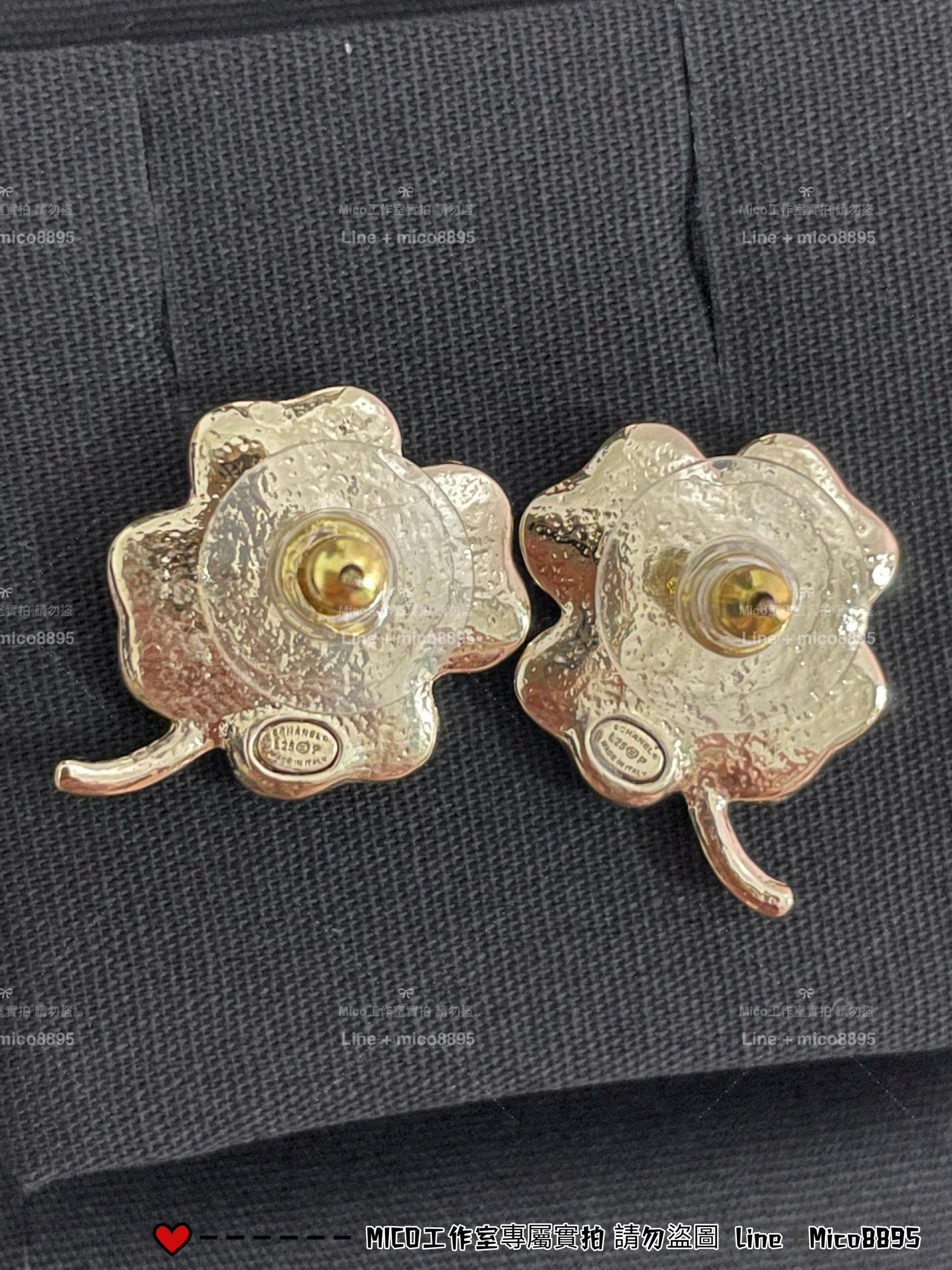 CHANEL | 25P 白色法朗四葉草🍀幸運耳環/耳釘