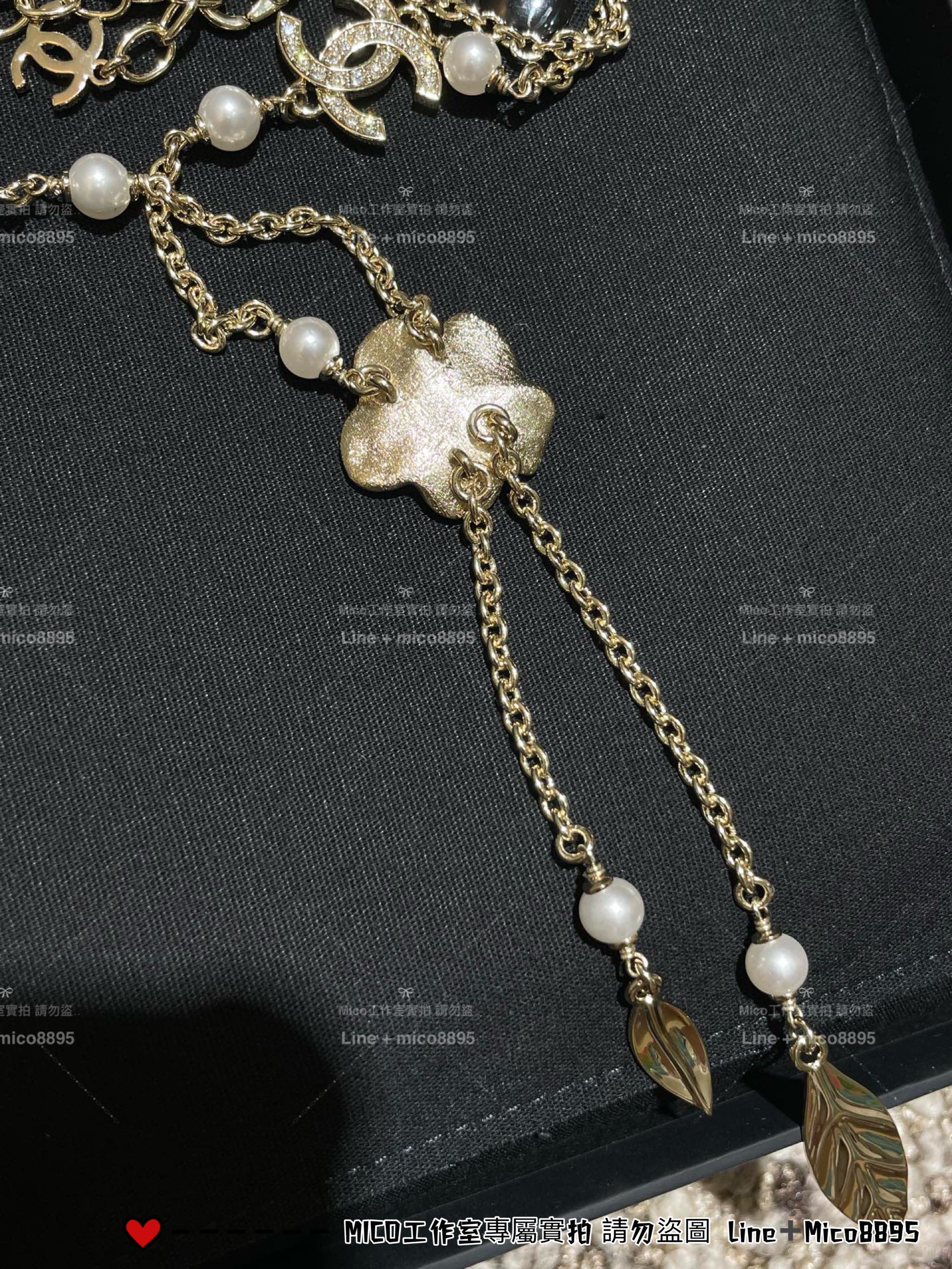 CHANEL | 淡金五金 經典山茶花流蘇項鏈 高雅氣質