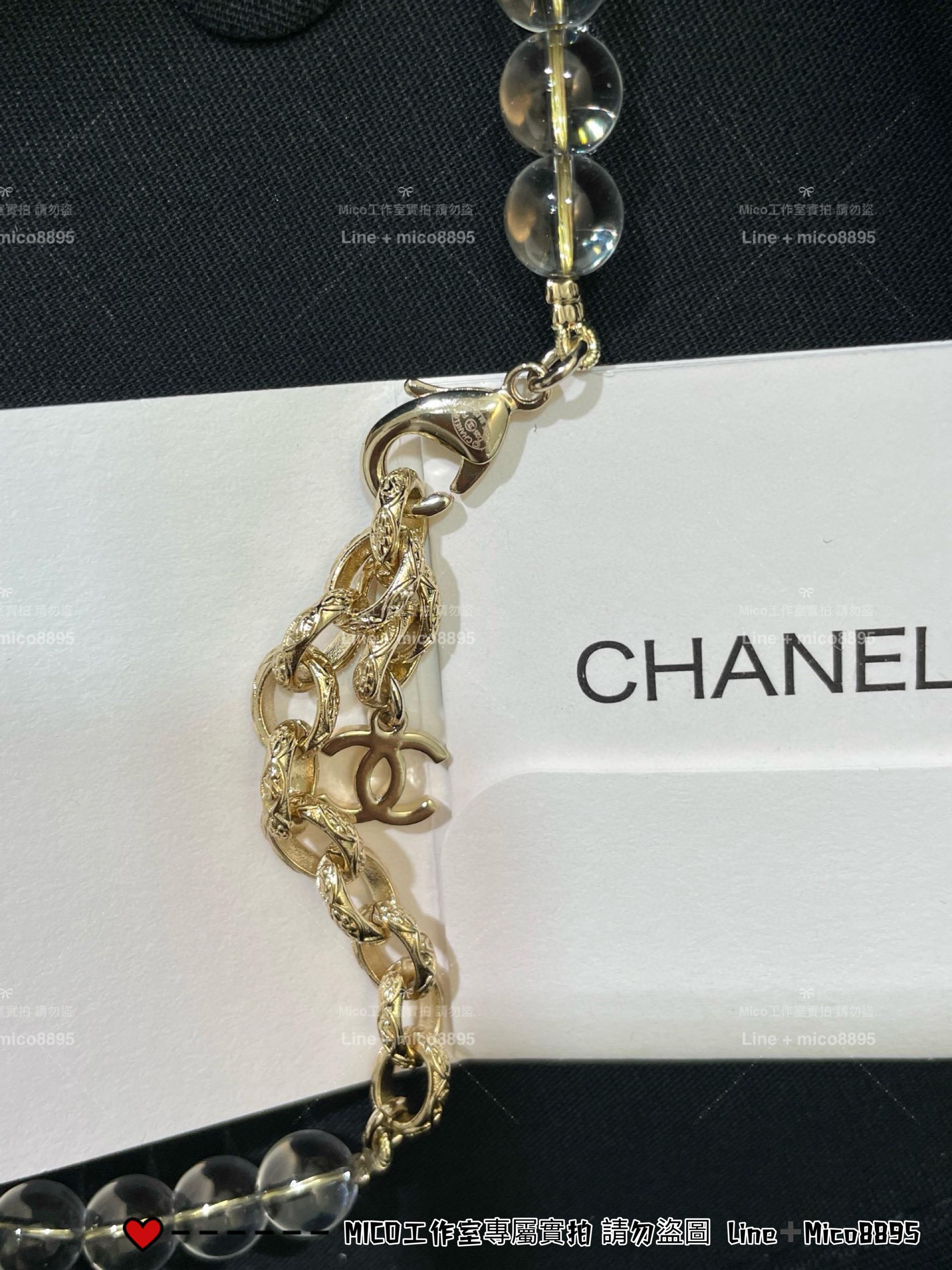 CHANEL | 25p 透明壓克力珍珠蝴蝶結項鍊