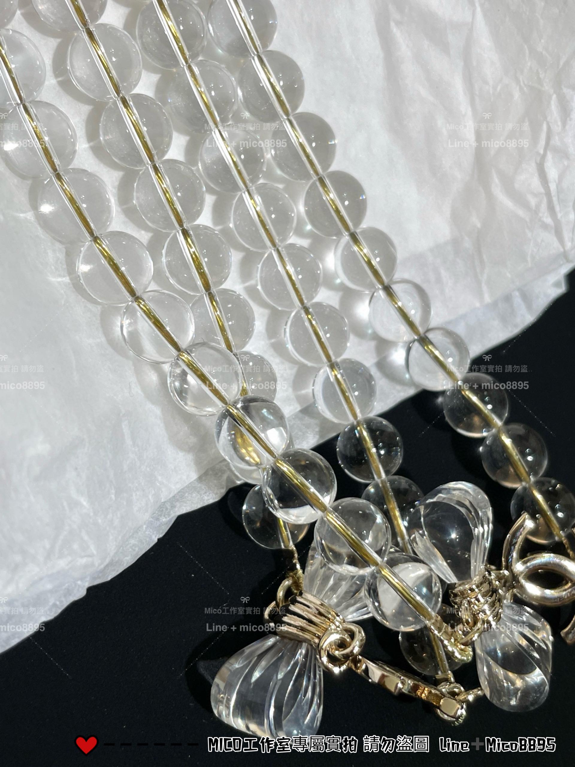 CHANEL | 25p 透明壓克力珍珠蝴蝶結長款毛衣鏈 長項鍊