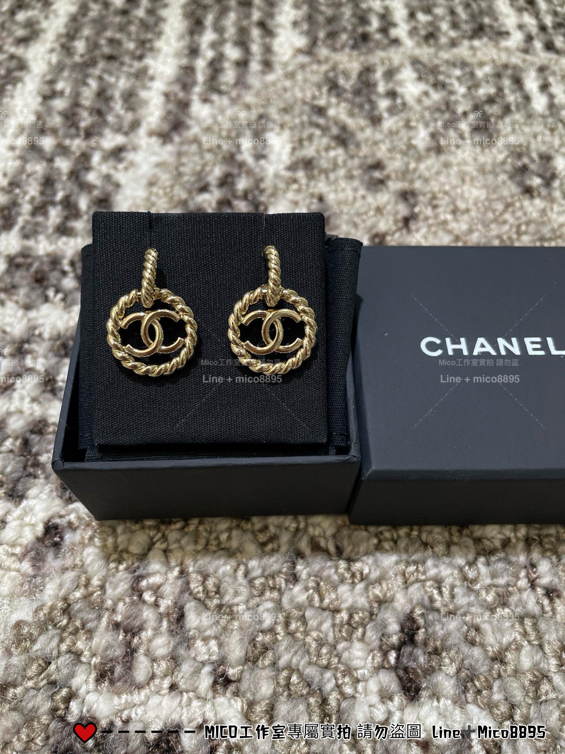 CHANEL | 海軍風圓形麻花雙C耳環