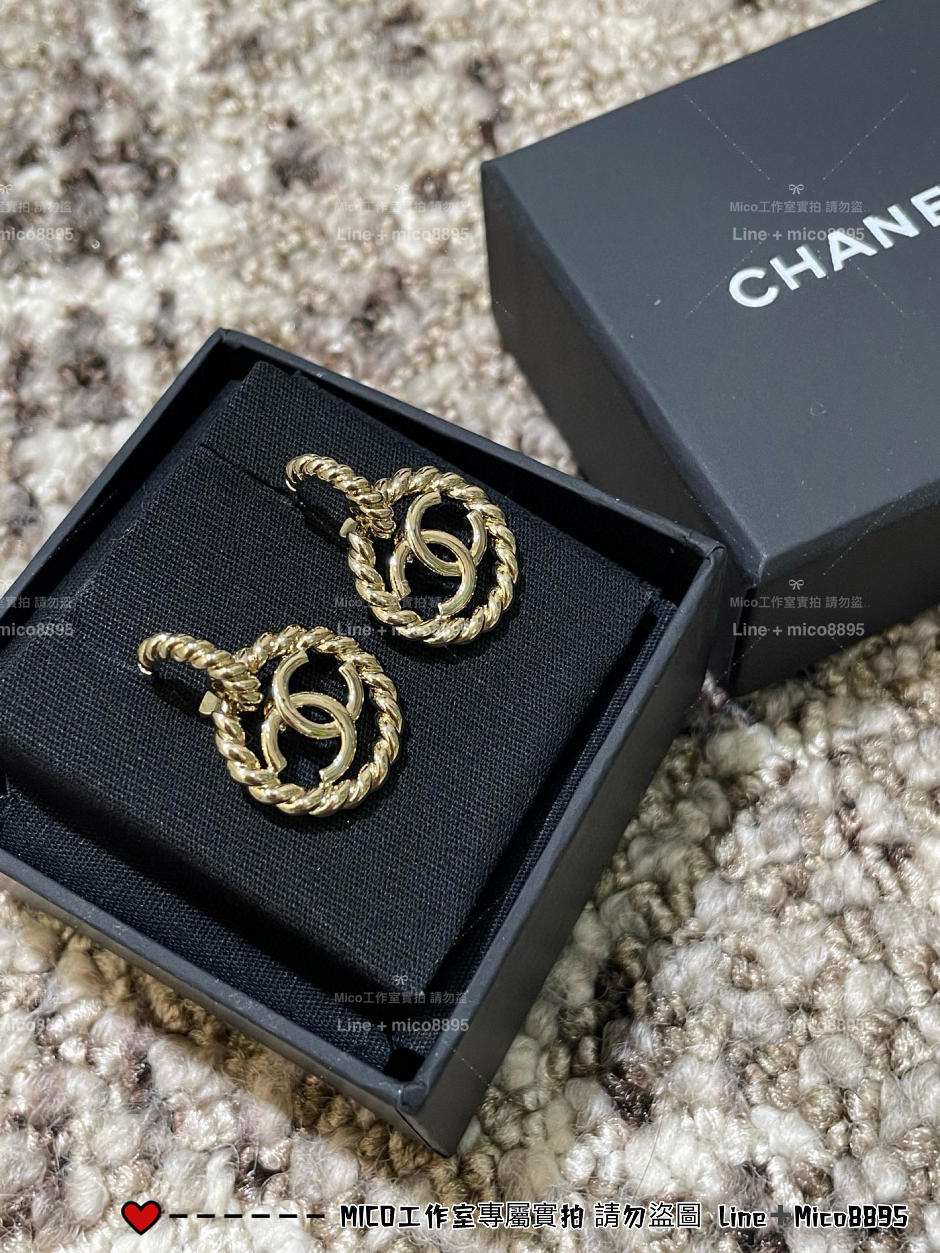 CHANEL | 海軍風圓形麻花雙C耳環
