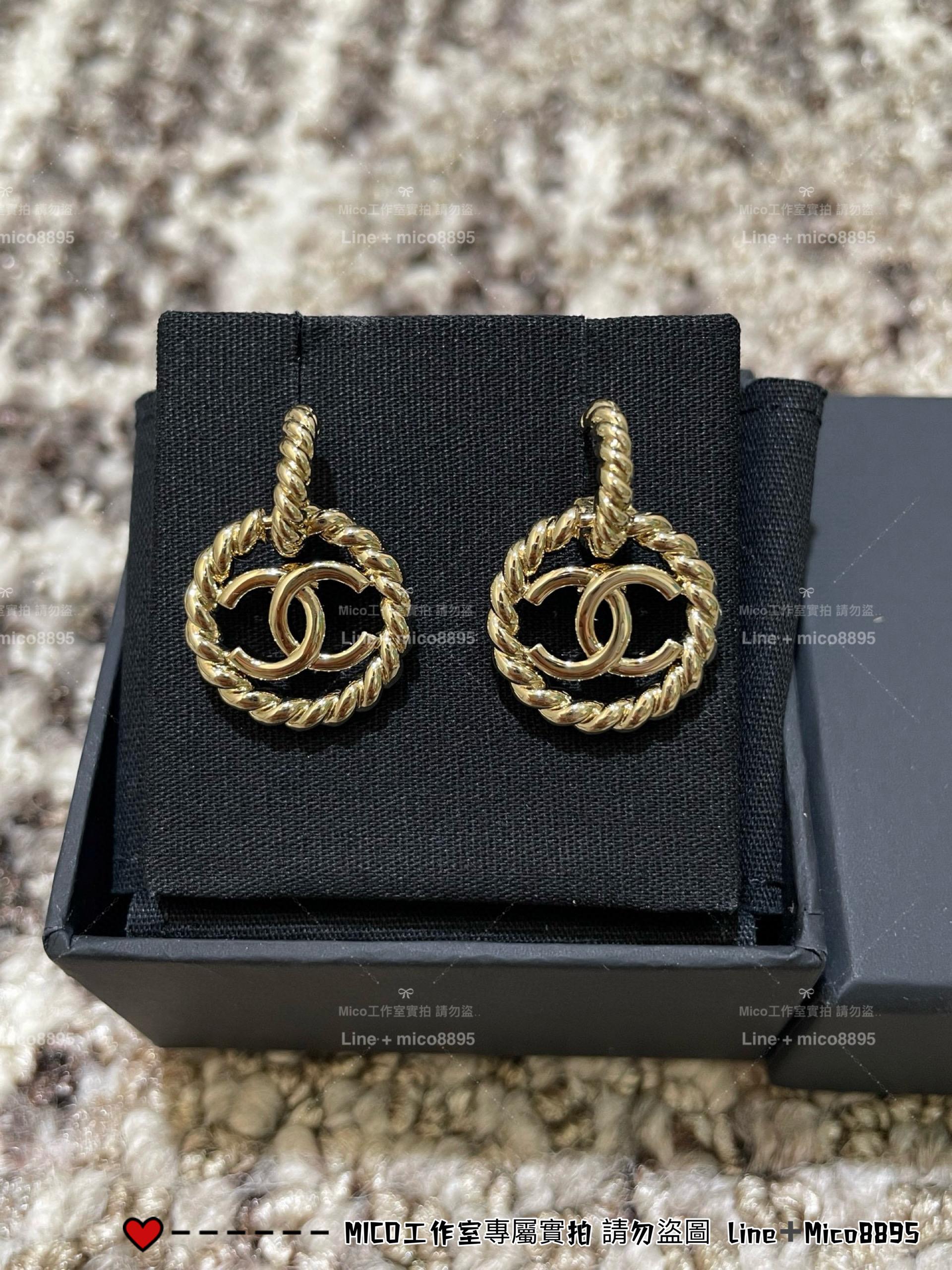 CHANEL | 海軍風圓形麻花雙C耳環