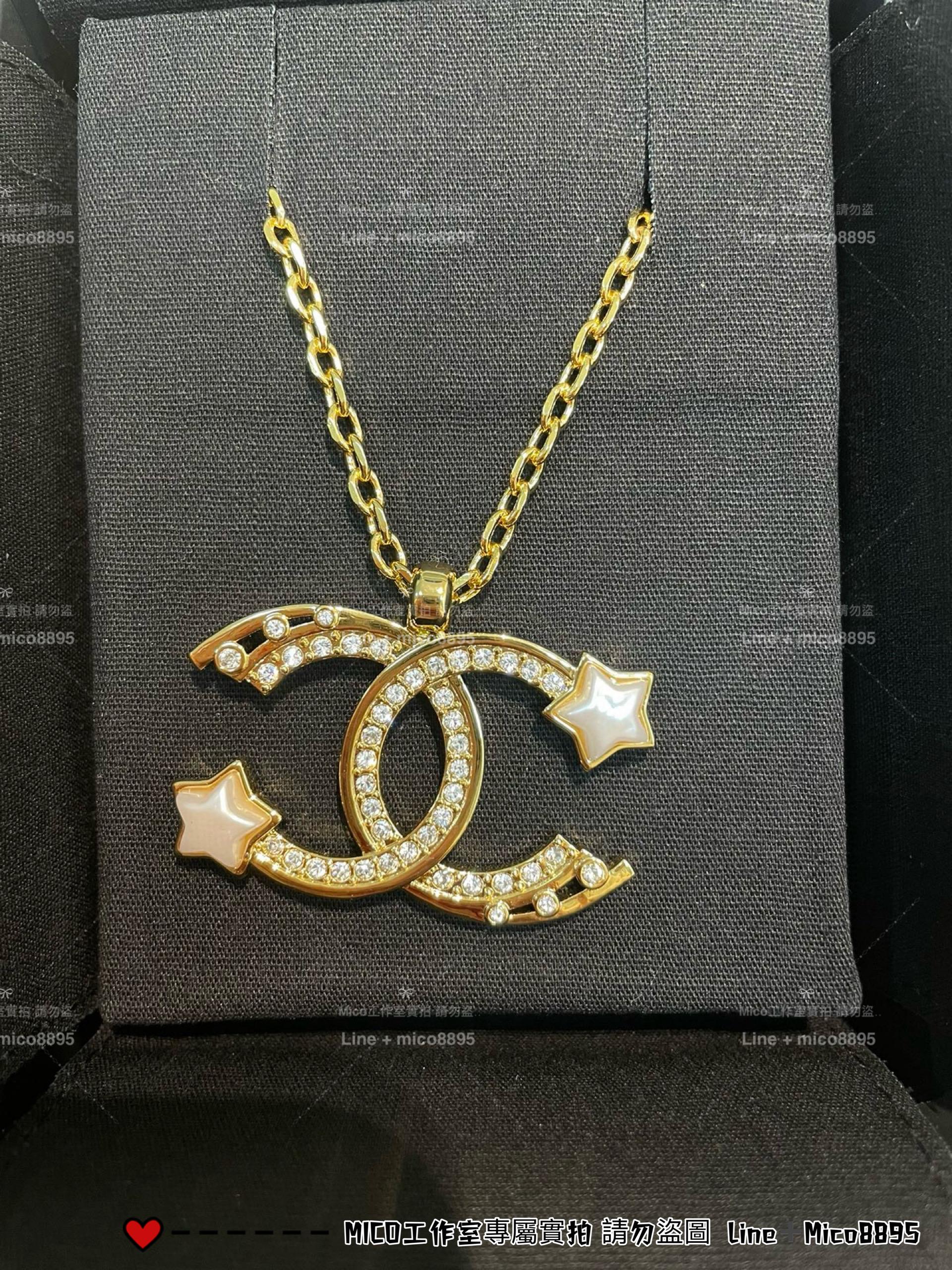CHANEL | 星星 彗星水鑽珍珠雙c長項鍊 長度可調節