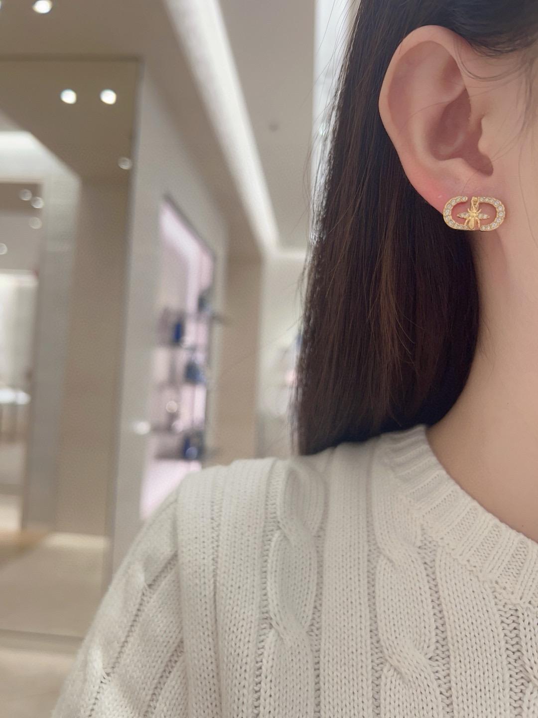 DIOR 兩戴法 可翻轉小蜜蜂滿鑽CD兩戴耳釘/耳環