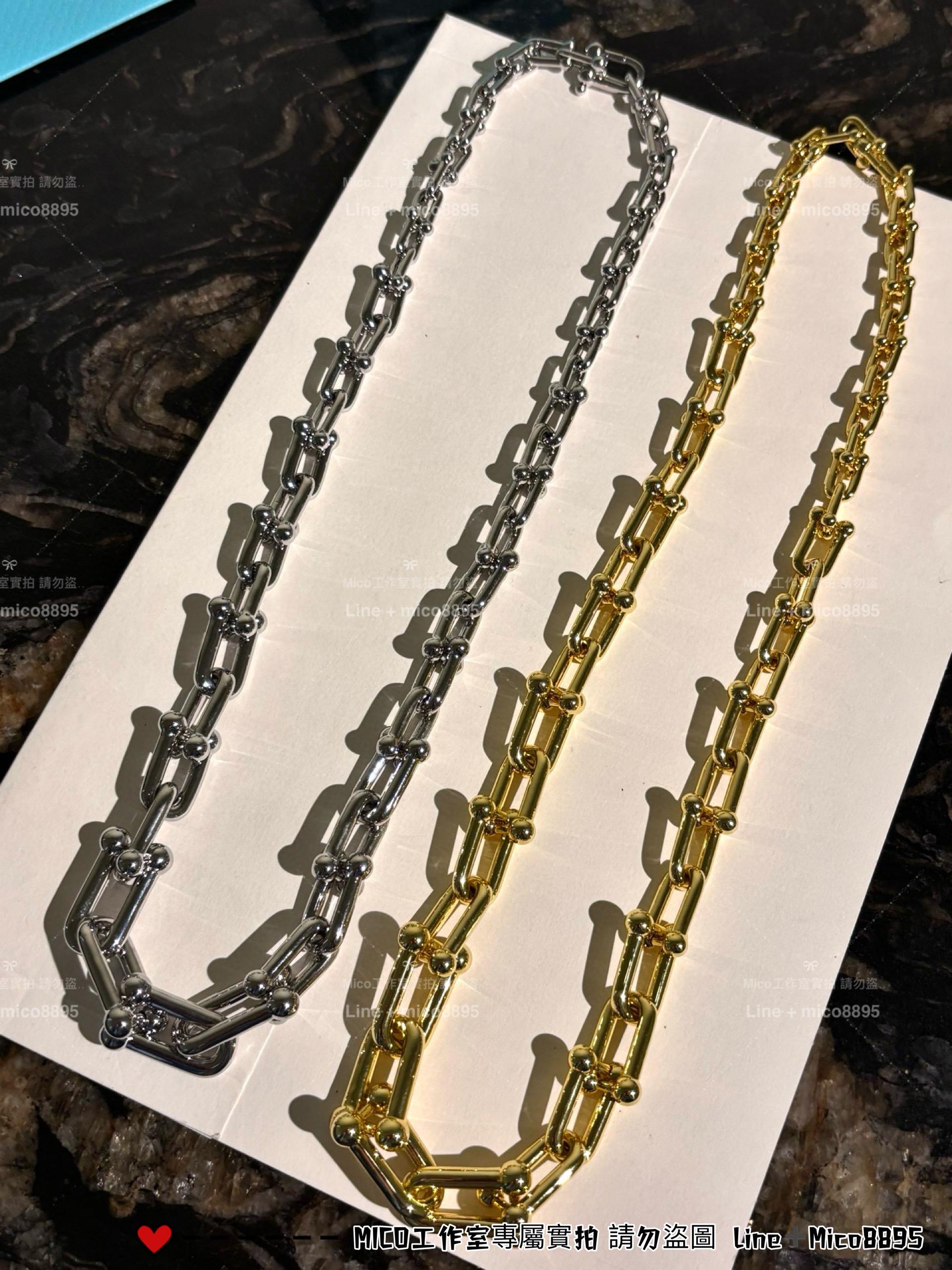 Tiffany 金色/銀色 個性款 粗鏈條漸變hardwear無鑽款項鍊