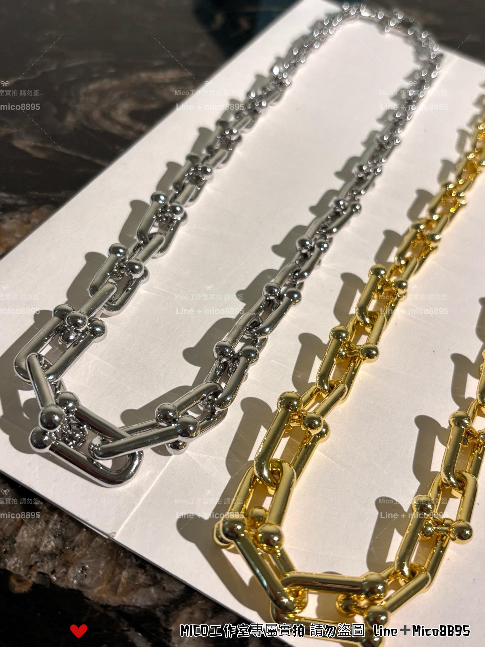 Tiffany 金色/銀色 個性款 粗鏈條漸變hardwear無鑽款項鍊