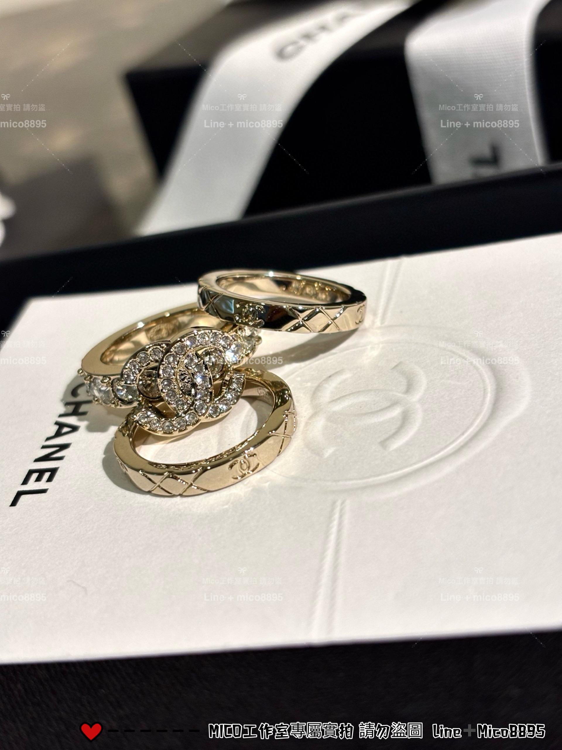 CHANEL | 三件/ 一套 滿鑽雙C菱格紋三件套戒指套裝