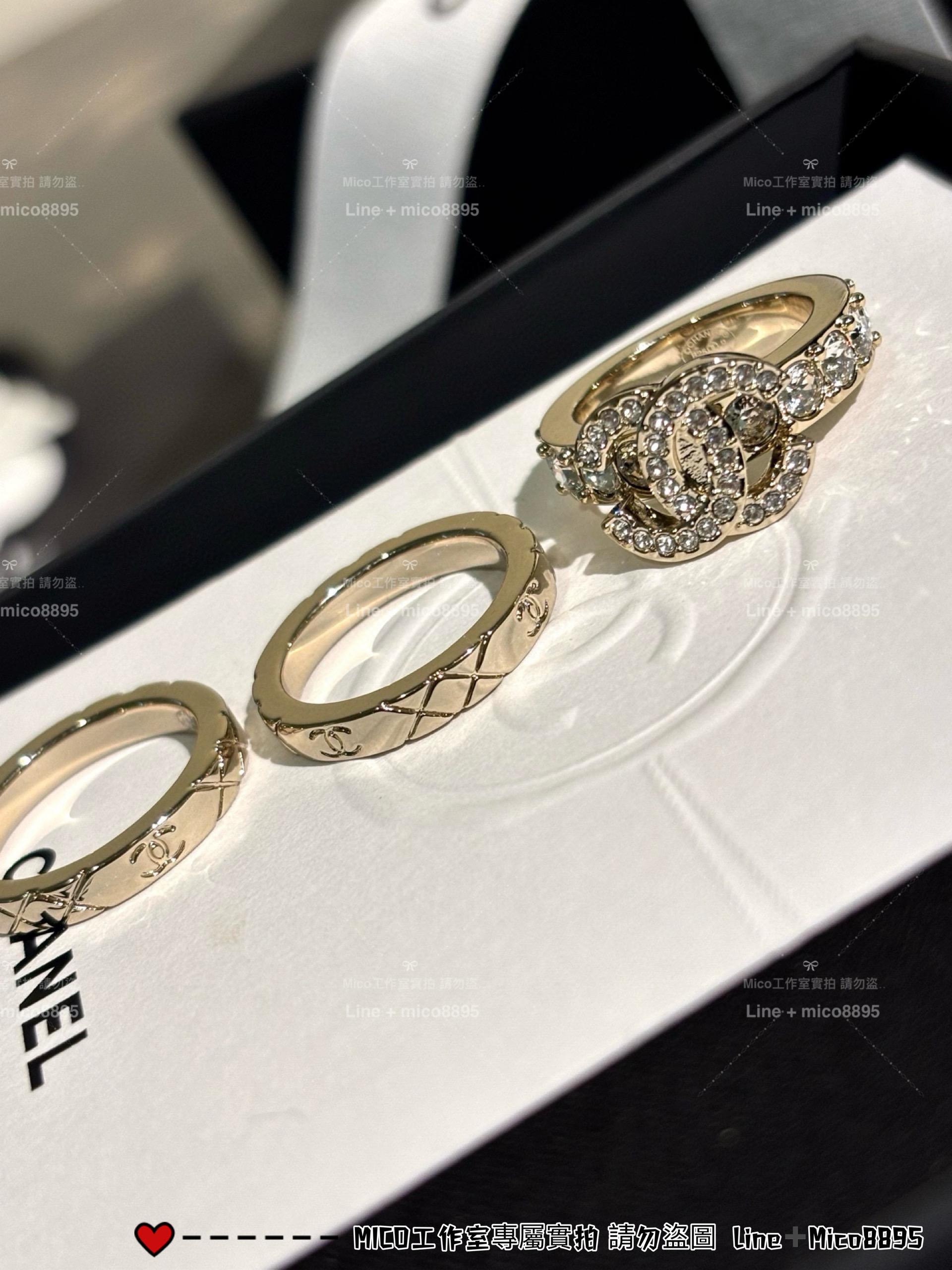 CHANEL | 三件/ 一套 滿鑽雙C菱格紋三件套戒指套裝