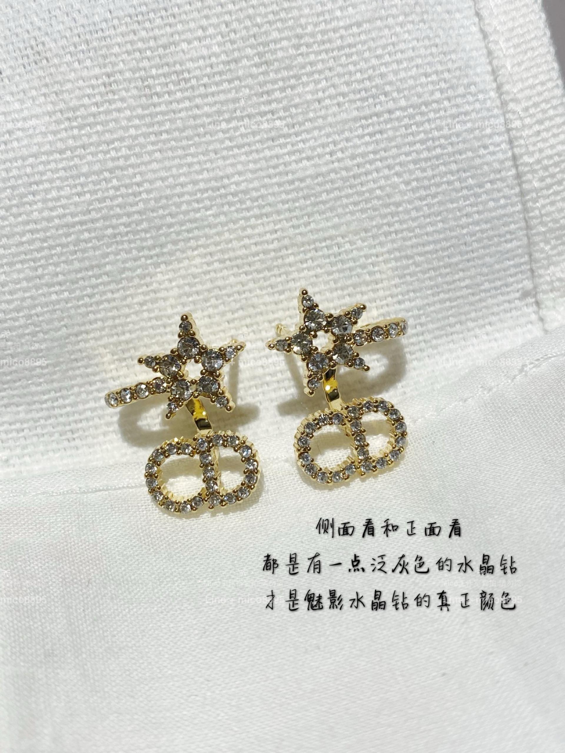 DIOR 經典款 魅影水晶鑽星星CD耳環/耳釘
