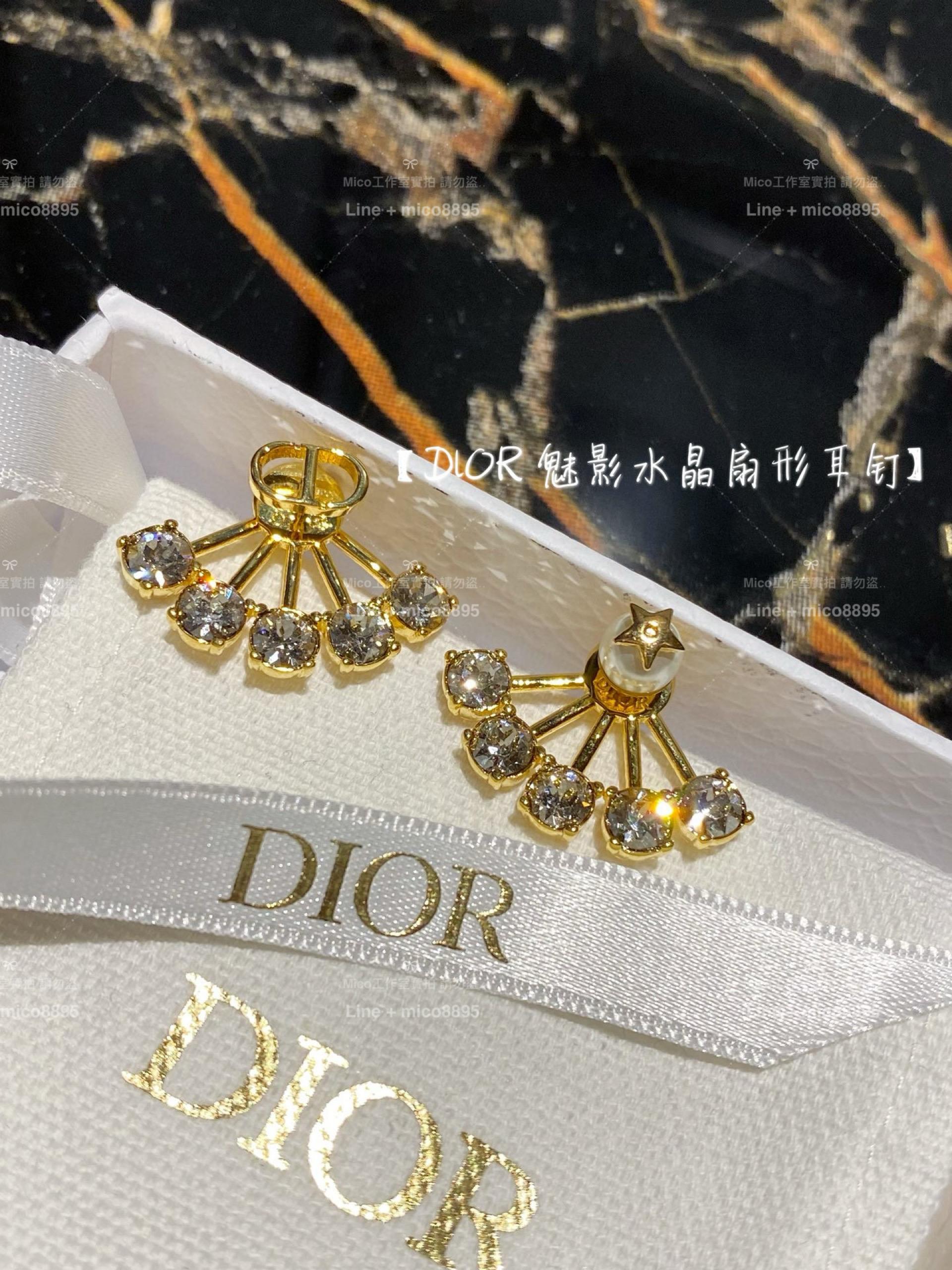DIOR 經典款 魅影水晶扇形耳環/耳釘