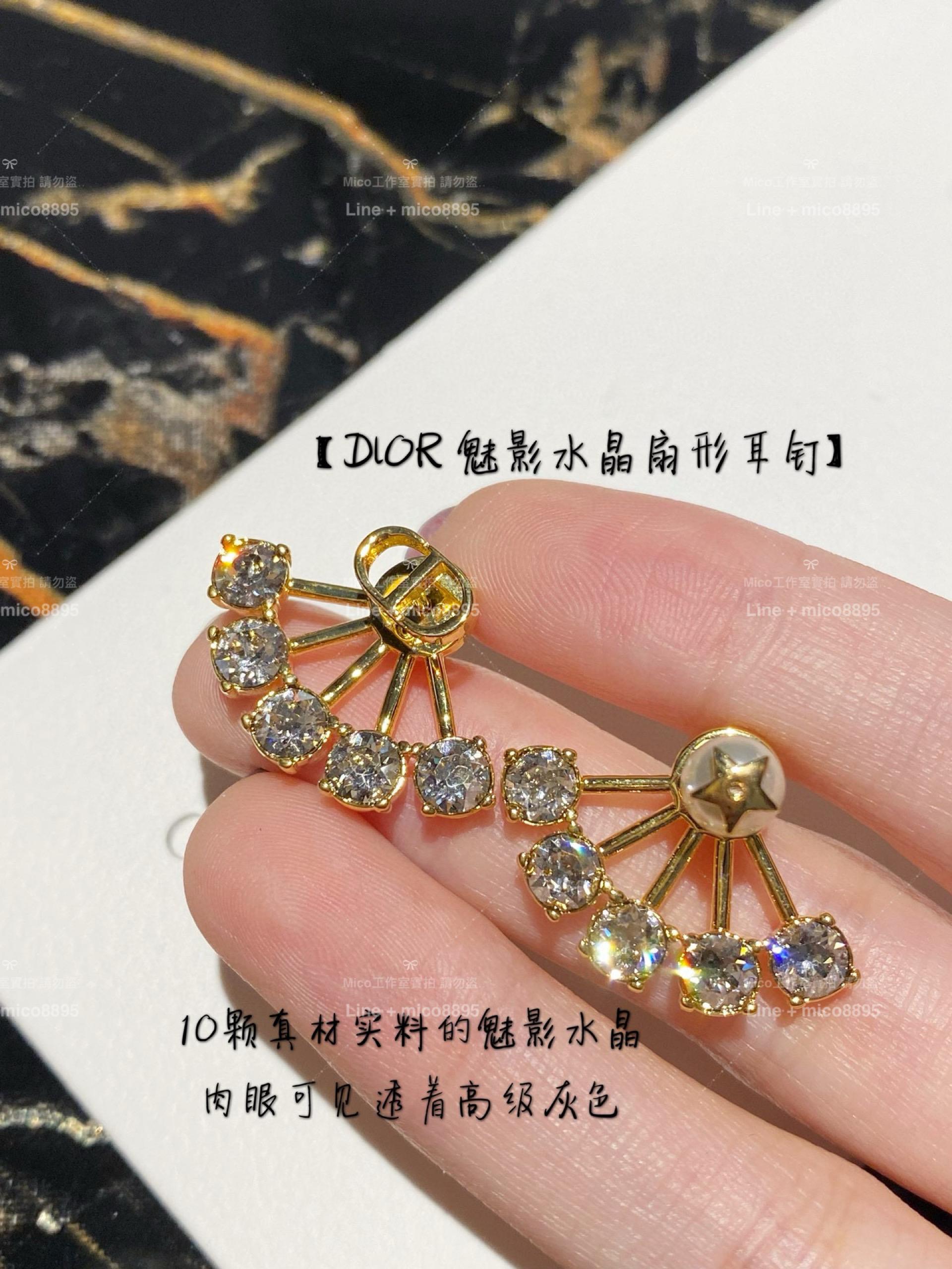 DIOR 經典款 魅影水晶扇形耳環/耳釘