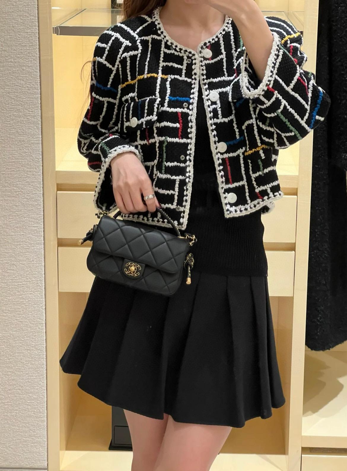 CHANEL | 小香 25c 黑色小羊皮打結鏈條包 19元素 18cm