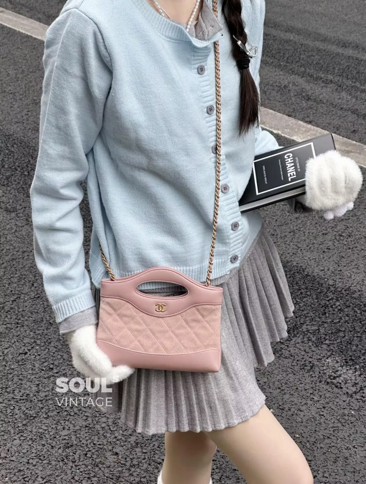 CHANEL | 小香 25P春夏款 Nano 31Bag 麂皮粉色 20cm
