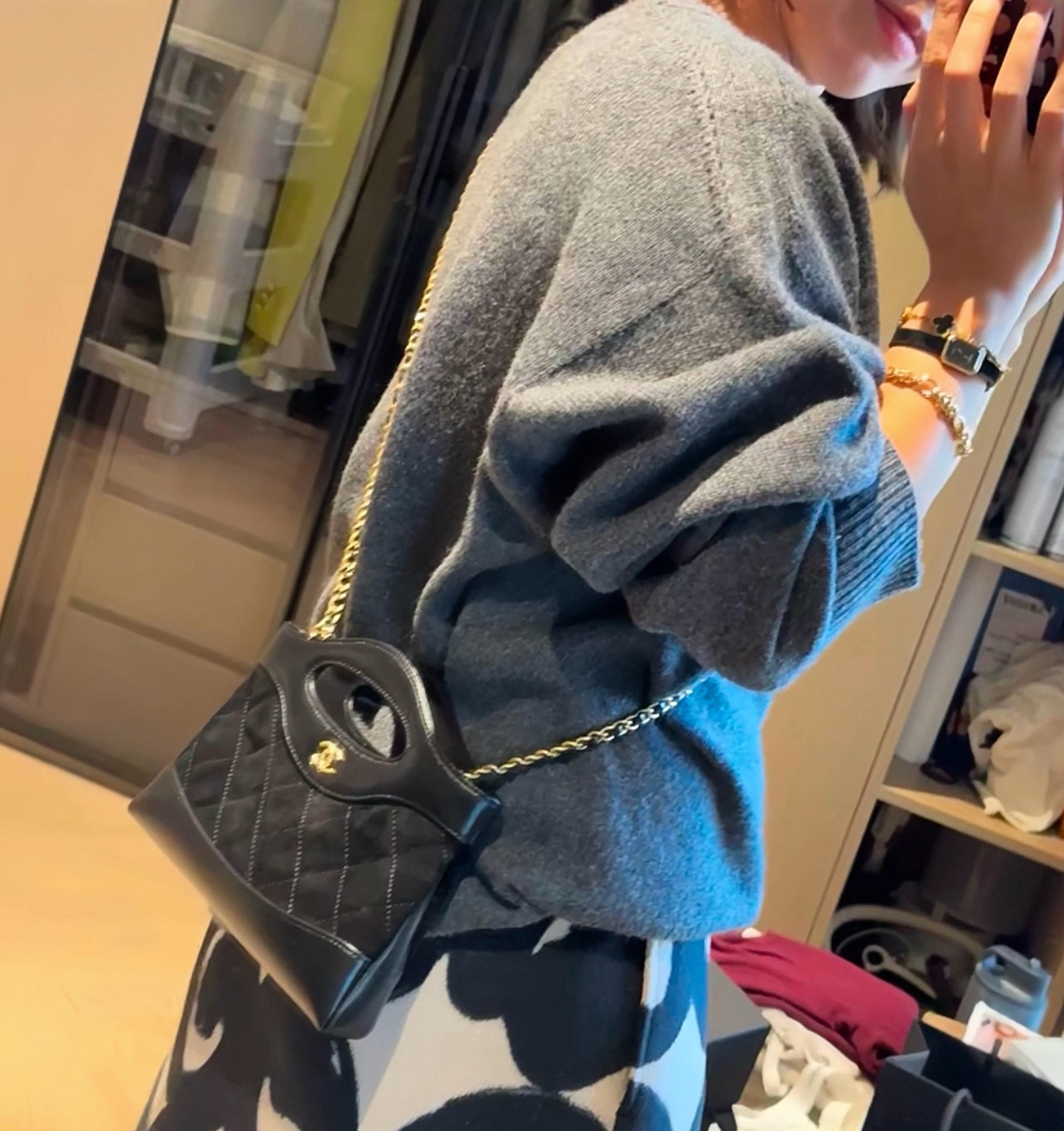 CHANEL | 小香 25P春夏款 Nano 31Bag 麂皮黑色拼接小羊皮 20cm
