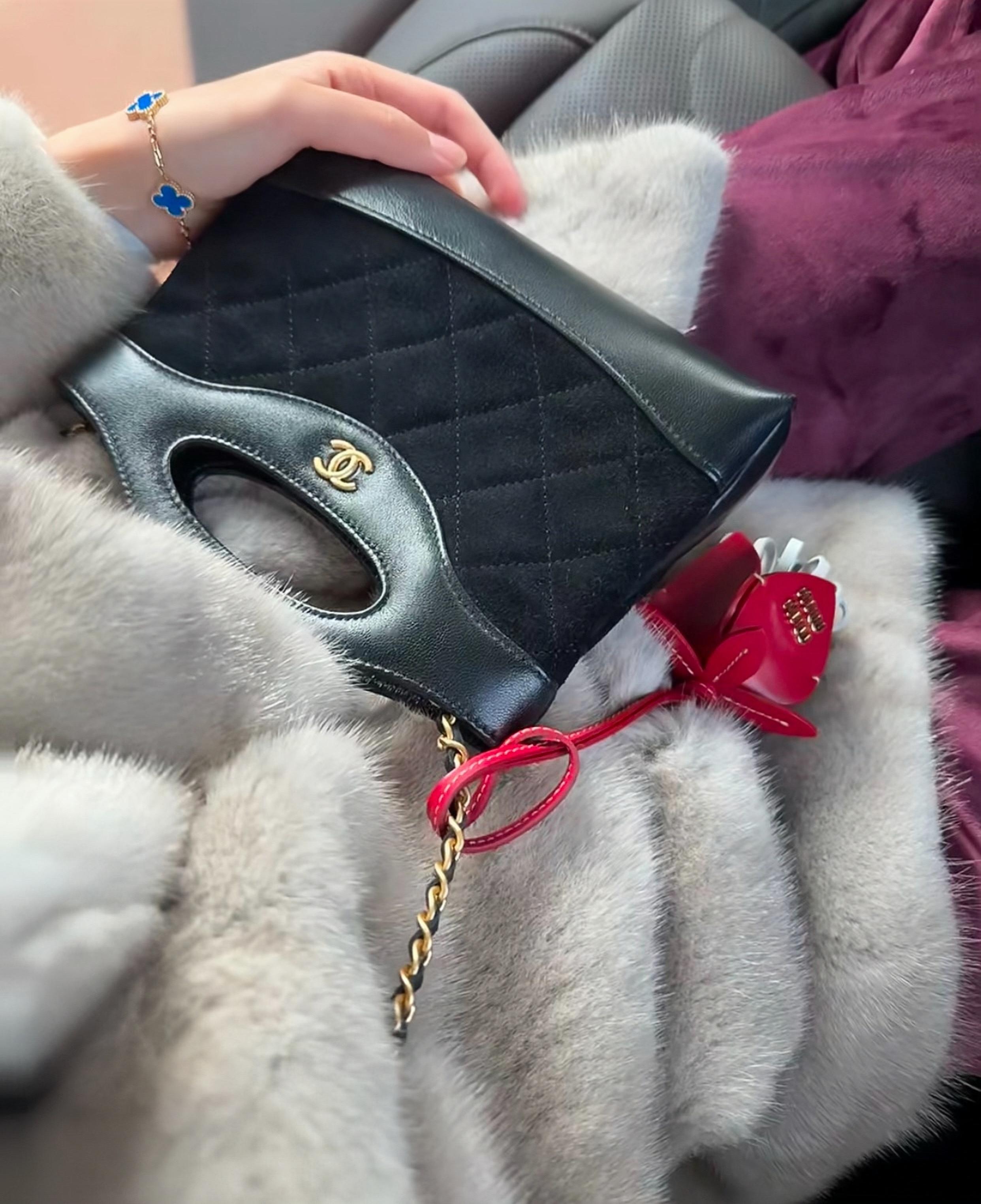 CHANEL | 小香 25P春夏款 Nano 31Bag 麂皮黑色拼接小羊皮 20cm