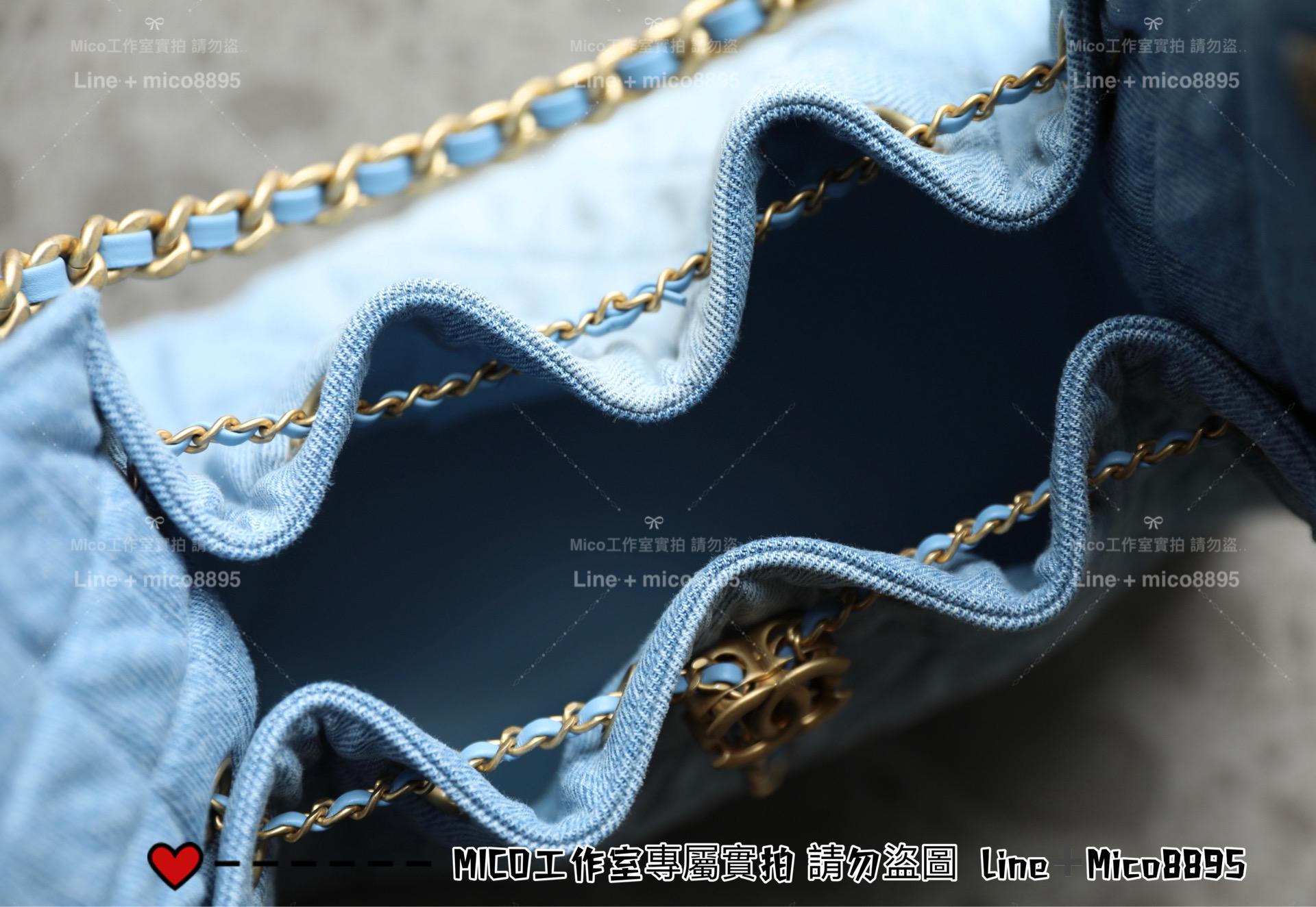 CHANEL | 小香 25S CHANEL 25c 小號/淺色牛仔丹寧水桶包/抽繩包 26cm