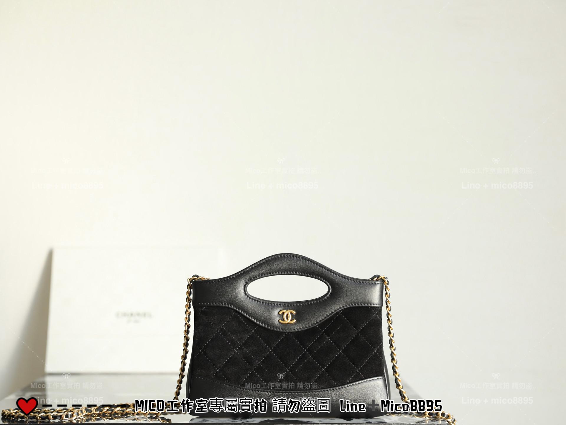CHANEL | 小香 25P春夏款 Nano 31Bag 麂皮黑色拼接小羊皮 20cm