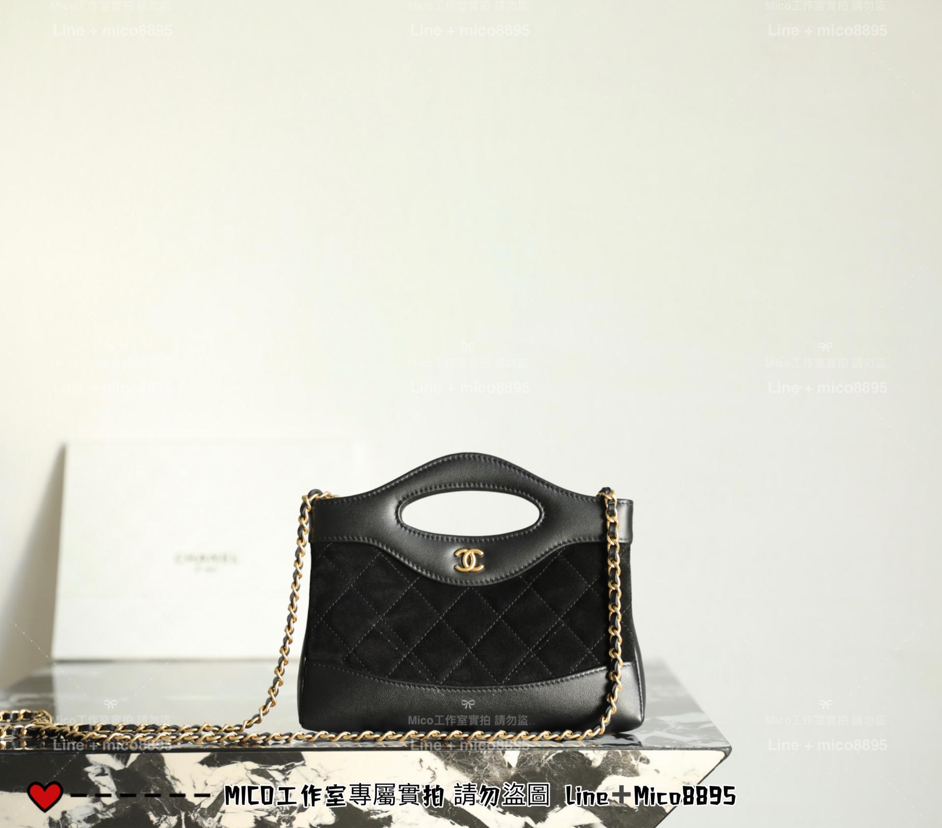 CHANEL | 小香 25P春夏款 Nano 31Bag 麂皮黑色拼接小羊皮 20cm