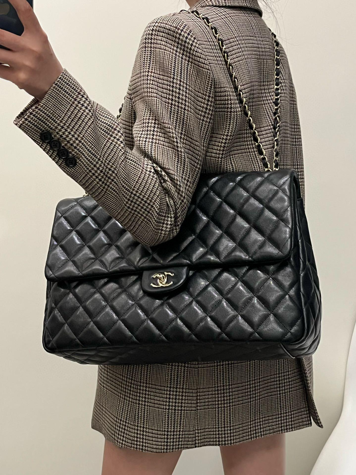 CHANEL | 小香 24c 黑色子醬牛皮超大cf機場包 40cm